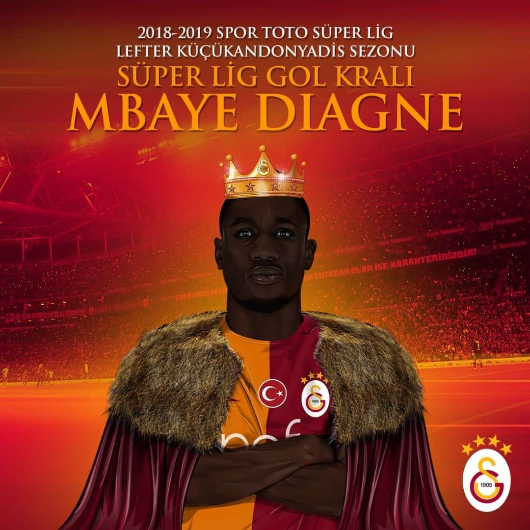 ガラタサライSKさんのインスタグラム写真 - (ガラタサライSKInstagram)「👑 2018-2019 Spor Toto Süper Lig Lefter Küçükandonyadis Sezonu GOL KRALI MBAYE DIAGNE! ⚽」5月25日 5時07分 - galatasaray