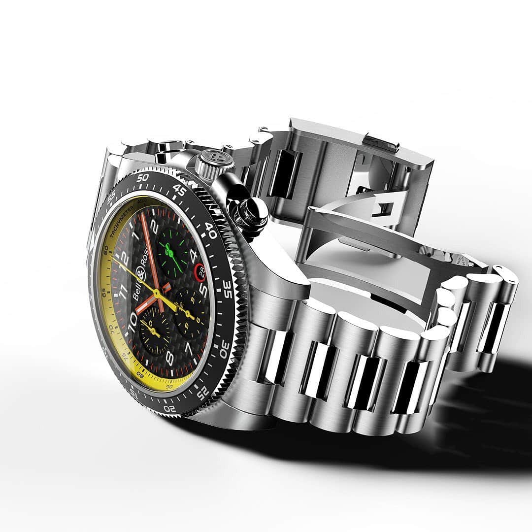 のインスタグラム：「The new BR V3-94 R.S.19 is also available on a steel bracelet. #BRV394 #RS19 #RSspirit #Racing #BRmanifesto #timeinstruments #precisionperformance #BellRoss #Formula1 #RenaultF1Team」
