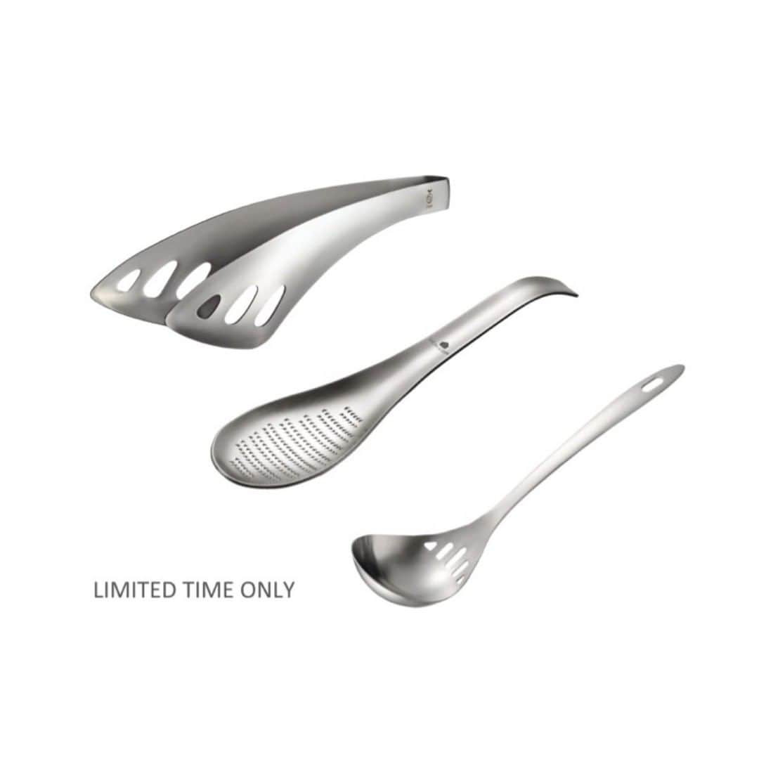 UchiCookのインスタグラム：「LIMITED TIME ONLY 📣 UCHICOOK Stainless Steel Cooking Utensils 3-Piece Set includes the Fingertip Server Tong, Grater Spoon, and Strainer Ladle at a discounted price! All are made of stainless steel ✨ https://www.uchicook.com/shop -- #uchicook #steamgrill #stainlesssteel #kitchenware #cookware #homechef #healthyfastfood #homecooking #kitchenutensils」
