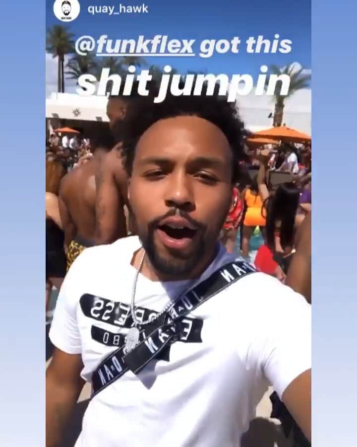 ファンクマスター・フレックスのインスタグラム：「Pool party cranking! FunkFlex on the set! Vegas! Through the eyes of: @quay_hawk @litdigitaldjs」
