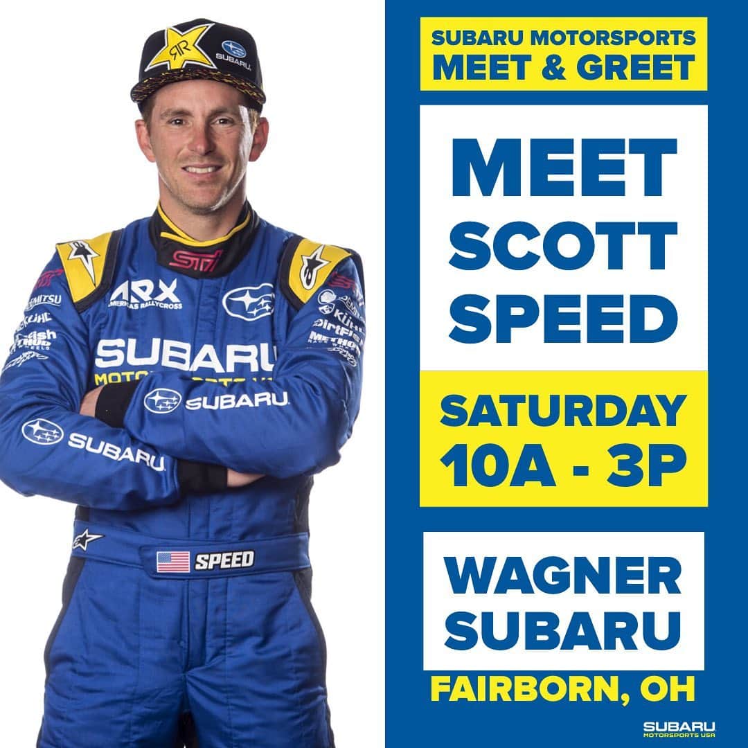 Subaru Rally Team USAさんのインスタグラム写真 - (Subaru Rally Team USAInstagram)「🔥Happening this Saturday! Come meet @Scott_Speed! He’ll be at @Wagner_Subaru from 10a-3p! Get your #Subaru signed by him for extra hp! 🐴」5月25日 10時05分 - subarumotorsportsusa