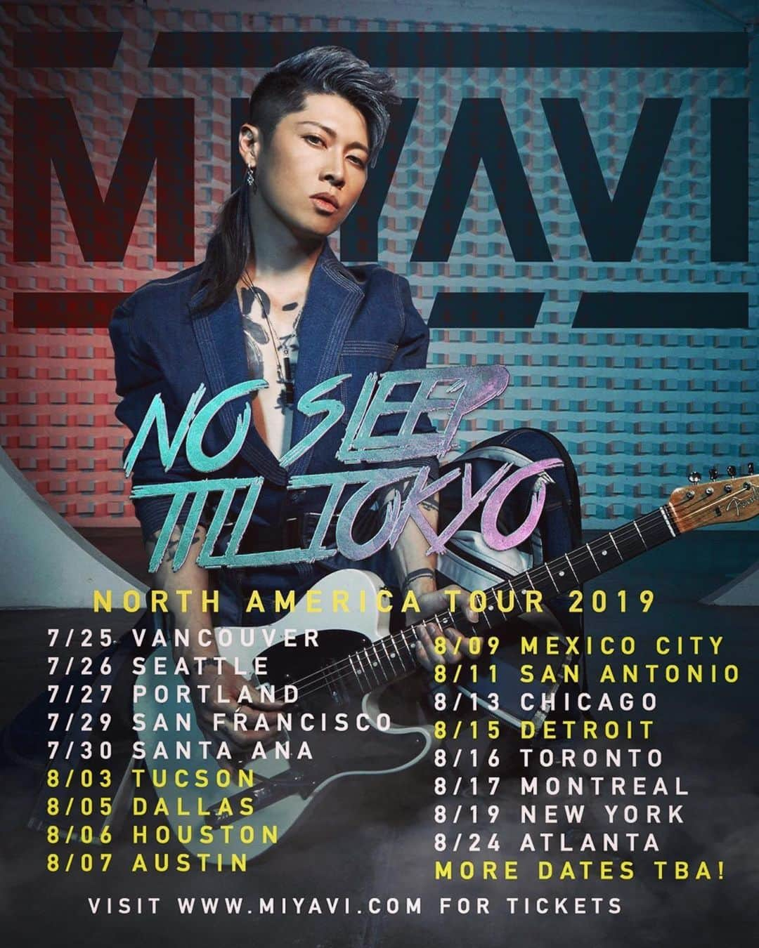 雅-MIYAVI-さんのインスタグラム写真 - (雅-MIYAVI-Instagram)「More dates on the US leg!!!!! Can’t wait to rock with you🔥🔥🤘🏻😃 #Repost @miyavi_staff This train goes all night! New North America dates in yellow! On sale 5/29 except Mexico City on sale 6/1. Visit www.miyavi.com for ticket links 🎸」5月25日 10時22分 - miyavi_ishihara