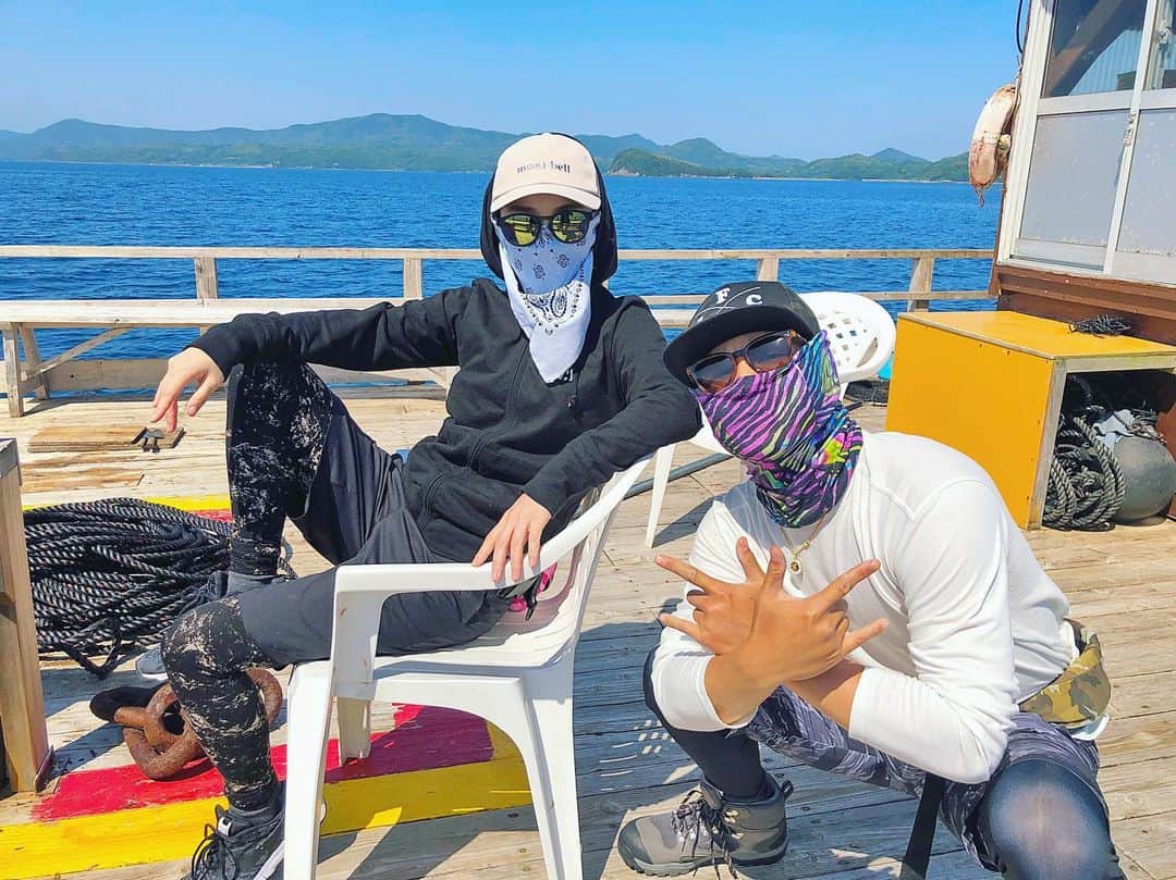 佐々木あさひのインスタグラム：「全力で紫外線対策☀️🎣全力で遊んだ🤤次はイカが釣れるようになりたい。」
