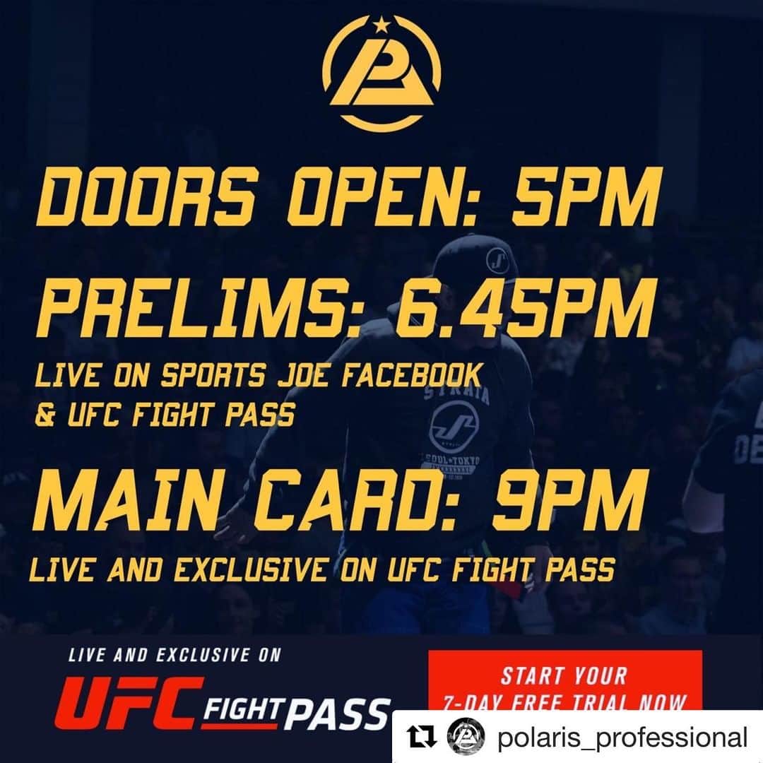宇野薫のインスタグラム：「#Repost @polaris_professional with @get_repost ・・・ Here's how it's going down today!⠀ ⠀ There are still some tickets on the door, otherwise the prelims will be available through @sportsjoedotie facebook page & @ufcfightpass and the main card will be live exclusively on @ufcfightpass⠀ ⠀ Polaris 10 is proud to be sponsored by:⠀ ⠀ @scramblebrandofficial ⠀ @tatamifightwear ⠀ @lawyerlondon⠀ @canavapecbd⠀ @made4fightersuk⠀ @mbjjyogafest⠀ @realmybookie⠀ @charlieschickenco⠀ @vinobar220⠀ ⠀」