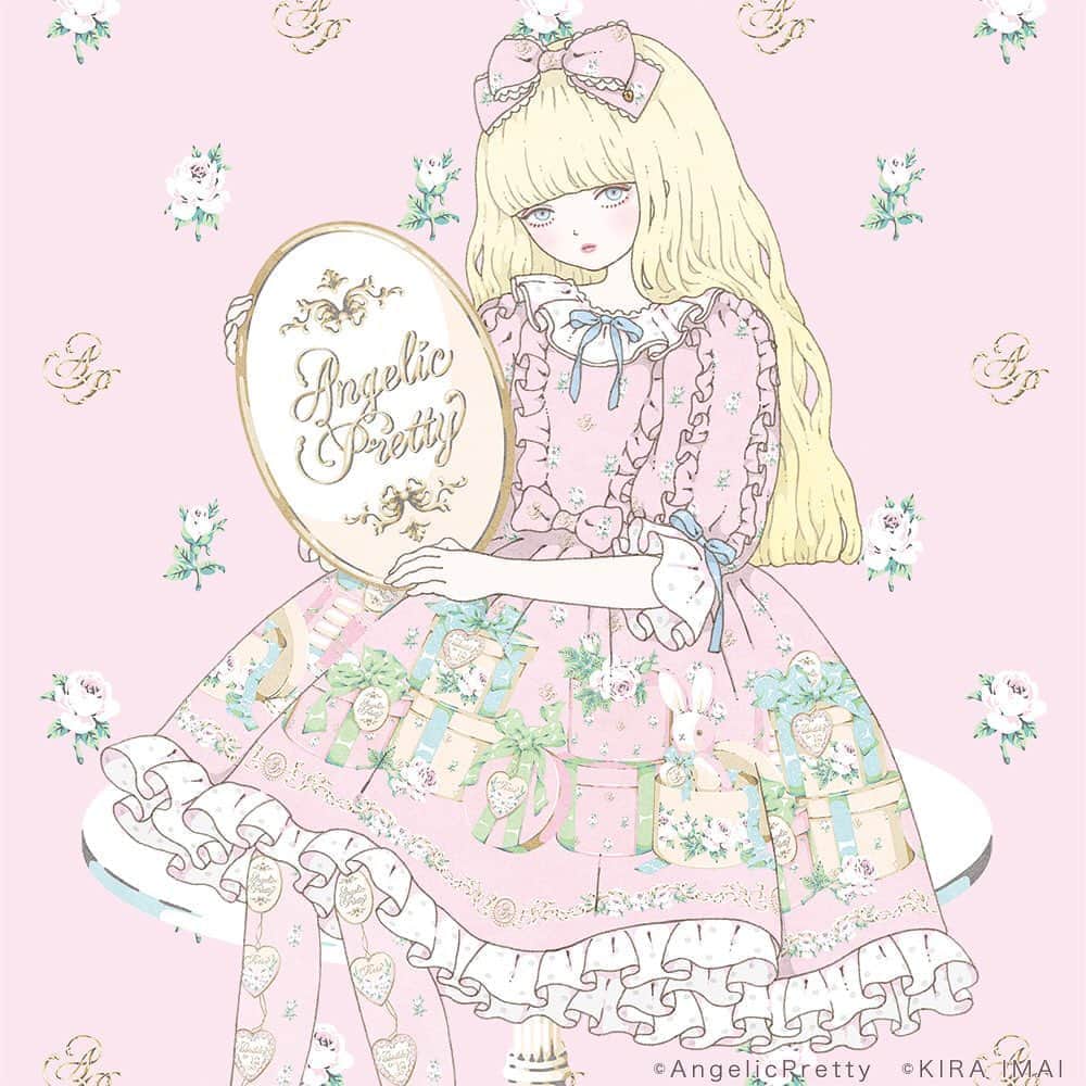 今井キラのインスタグラム：「Angelic Pretty「Un Birthday」のテキスタイルとポストカードのイラストを担当させていただきました♡﻿ ﻿ #angelicpretty ﻿ #kiraimai」