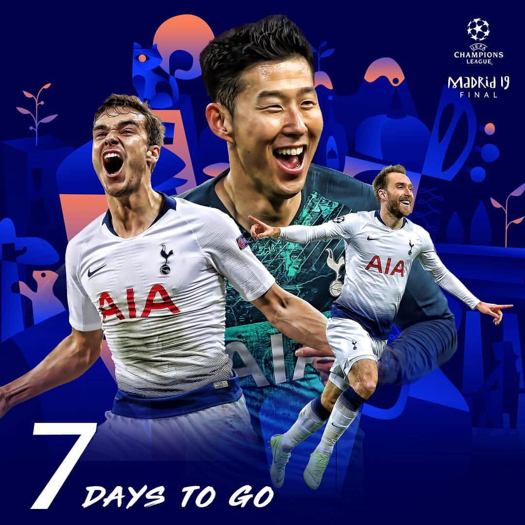 トッテナム・ホットスパーFCさんのインスタグラム写真 - (トッテナム・ホットスパーFCInstagram)「⌛️ SEVEN days to go! #MarchToMadrid #COYS #UCLfinal」5月25日 16時11分 - spursofficial