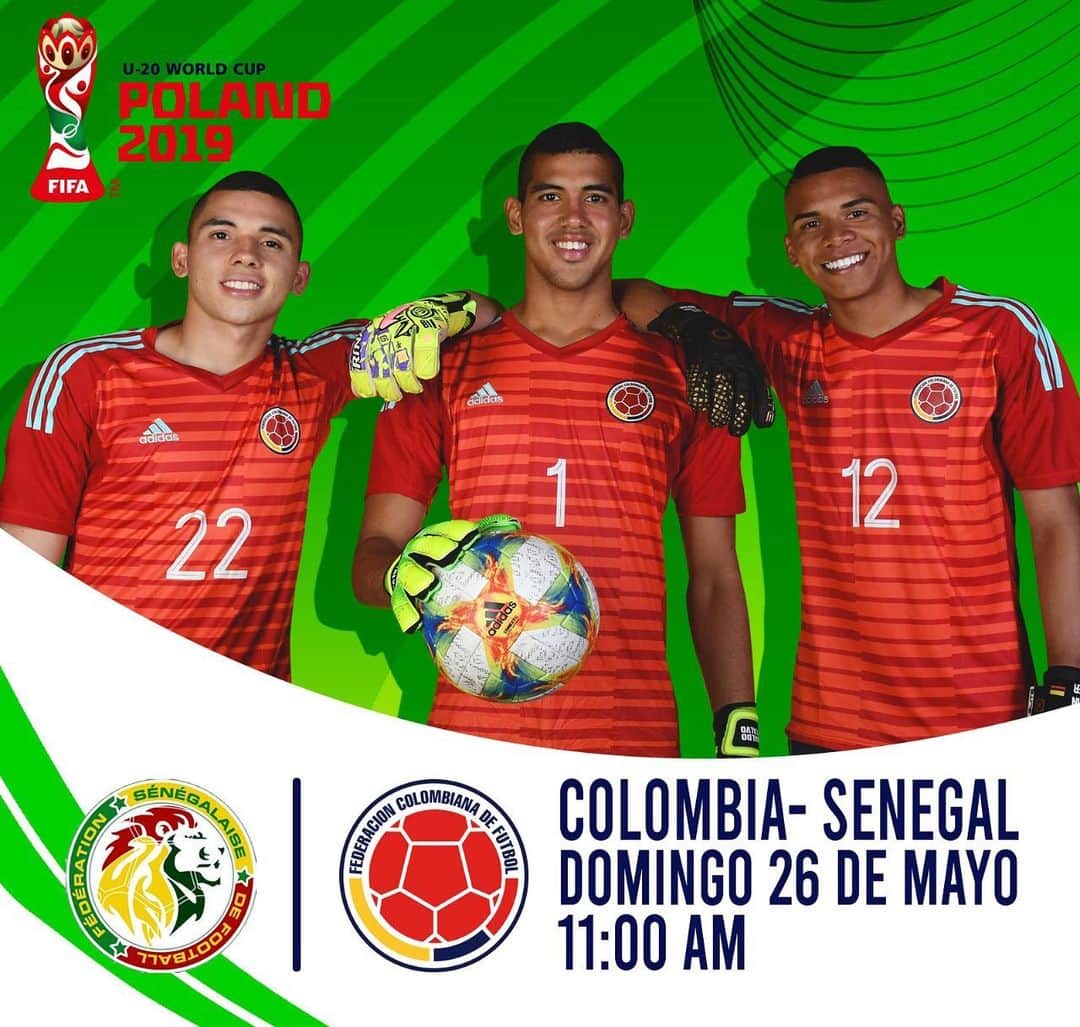 サッカー コロンビア代表チームのインスタグラム：「‪Mañana nuestra Selección Colombia Masculina Sub-20 disputará su segundo compromiso de la Copa Mundial de la FIFA Polonia 2019. ‬ ‪Transmite @golcaracol.」