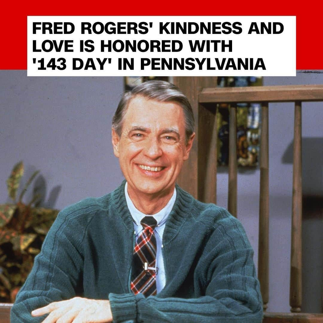 CNNさんのインスタグラム写真 - (CNNInstagram)「Mr. Rogers had a special code to let the people in his neighborhood know that he cared: “1-4-3,” or the number of letters in the words “I love you.” Now, the Pennsylvania native who starred in “Mister Rogers’ Neighborhood,” will be honored by his home state with “143 Day,” on May 23 — the 143rd day of the year. (📸: Fotos International/Archive Photos/Getty Images)」5月26日 9時00分 - cnn