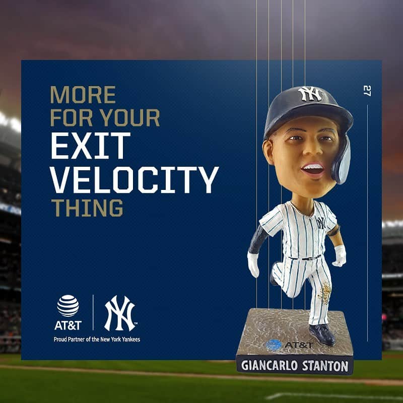 ニューヨーク・ヤンキースさんのインスタグラム写真 - (ニューヨーク・ヤンキースInstagram)「Big-time hitter, four-time All-star. Get your free Giancarlo Stanton bobblehead at the game on May 27th. First 18,000 guests, subject to availability. #ATTNY」5月26日 1時27分 - yankees