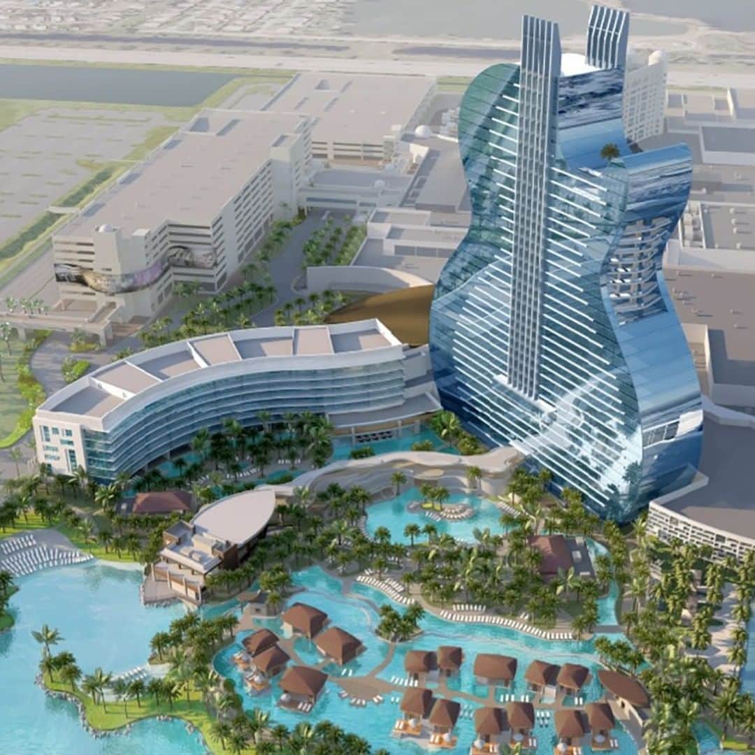 CNNさんのインスタグラム写真 - (CNNInstagram)「This (very extra) hotel wants you to know it’s ready to rock 🎸 The 400-foot tall Hard Rock property in Hollywood, Florida, claims to be the world’s first guitar-shaped hotel and features, as you might have guessed, rock-and-roll elements, including Elvis Presley’s gold-plated piano and a large music venue. The hotel will open this fall, with room bookings starting in July. (📸: Seminole Hard Rock Hotel & Casino) @cnntravel #cnntravel」5月26日 3時00分 - cnn