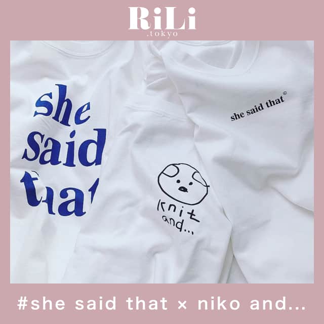 RiLiさんのインスタグラム写真 - (RiLiInstagram)「「niko and...」と「she said that」が夢のコラボ…🍒💫 ..... 「niko and...」と韓国の人気の雑貨ブランド「she said that」が最近コラボアイテムを作ったのを知っている😳？4月20日から発売された、このコラボアイテム🙊ゆるいイラスト🍒やシンプルなロゴプリントのデザインがとってもかわいいと、韓国好きさんやおしゃれさんの中で話題になっているよ🤫🤫 わんちゃんモチーフ🐶、ロゴプリントのレッドとグリーンは今回のコラボのために特別にデザインされたものみたい❣❣Tシャツを買うとおまけでシールももらえるみたい🌼🌼 コラボアイテムがgetできるのは全国の店舗と公式のオンラインショップだよ🎂人気のデザインは売り切れ🤧なんてこともあるみたいだから気になる子は早めにのぞいてみてねっ💨💨 ❣ ❣ ❣ ❣ ❣ サイトやSNSで掲載させていただくお写真募集中😘📸 かわいいコーデやアイテム、注目スポットなどが撮れたら、ハッシュタグ→#rili_tokyo  を付けて投稿❗ ． Special Thanks💋 Photo by @mk_022538 @mayumix1997 @k_n_d_0226 @__neinei__ @moon_486 @juneeeeeena @mk_022538 @rei__56 @pera8.3 ． #春 #春コーデ #shesaidthat #nikoand #ロゴT #コラボT #カジュアルコーデ #シンプルコーデ  #ワントーンコーデ #シンプルコーデ  #カジュアルコーデ #ガーリーコーデ #置き画 #置き画くら部 #今日のコーデ #コーデ #コーディネート #RiLi  #おしゃれさんと繋がりたい #お洒落さんと繋がりたい #ファッション #패션스타그램 #ootd #outfit」5月26日 18時00分 - rili.tokyo