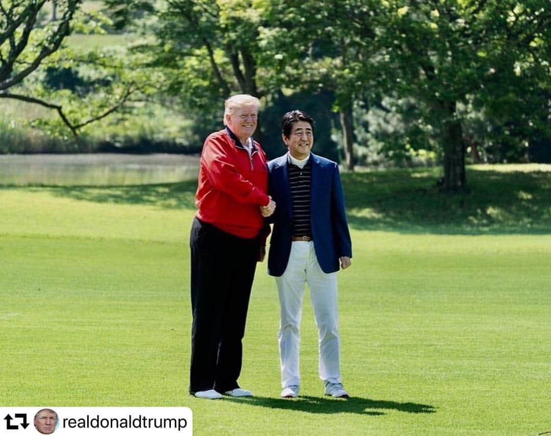 安倍晋三さんのインスタグラム写真 - (安倍晋三Instagram)「#repost @realdonaldtrump ・・・ Great morning of golf with Prime Minister @ShinzoAbe at Mobara Country Club in Chiba, Japan!」5月26日 14時03分 - shinzoabe