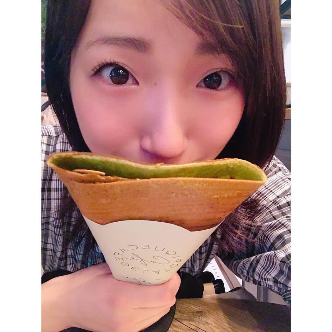 有明ゆなさんのインスタグラム写真 - (有明ゆなInstagram)「クレープの味は大好きな抹茶でした♡ . . . . #クレープ #くれーぷ #抹茶 #抹茶スイーツ #抹茶好き #抹茶大好き #抹茶らぶ #まっちゃ #ジェラピケ #ジェラピケカフェ #スイーツ #sweets #デザート #dessert」5月26日 14時34分 - ariake_yuna