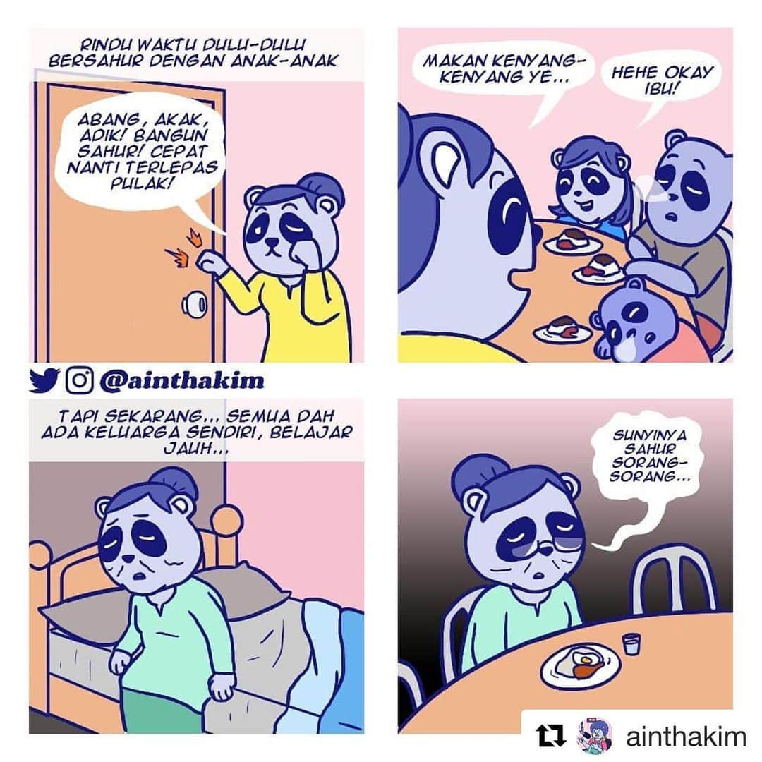 Koleksi Komik Malaysiaさんのインスタグラム写真 - (Koleksi Komik MalaysiaInstagram)「#Repost @ainthakim with @get_repost ・・・ Yang berjauhan dengan ibu-bapa, balik la bersahur dan berbuka bersama mereka jika berkesempatan. Siapa ada free time tapi tak balik kampung, ketiak dia hitam - - Tags: #gengkomik #komikmalaysia #komikpendek #komikkomikmalaysia #ainthakim #KomikBerMuthuTinggi #komikindonesia #Ramadhan #RamadhanMubarak #sad #sedih」5月26日 15時32分 - tokkmungg_exclusive