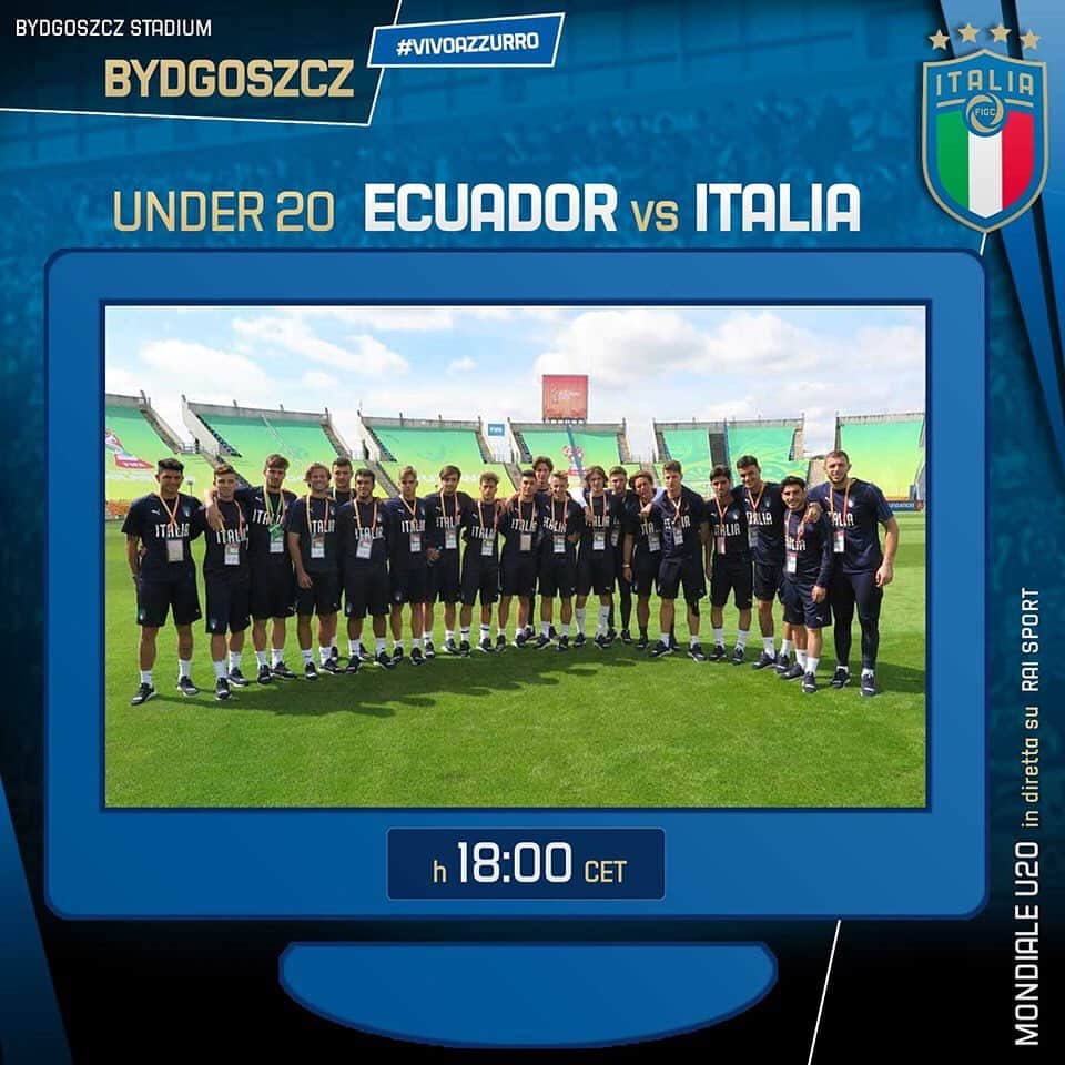 サッカーイタリア代表さんのインスタグラム写真 - (サッカーイタリア代表Instagram)「#U20WC🏆 #Mondiale #Under20 🇪🇨#EcuadorItalia🇮🇹 📺 #RaiSport ⏱️ 1⃣8⃣:0⃣0⃣ 🏟️ #Bydgoszcz Stadium  #VivoAzzurro #Azzurrini」5月26日 15時43分 - azzurri