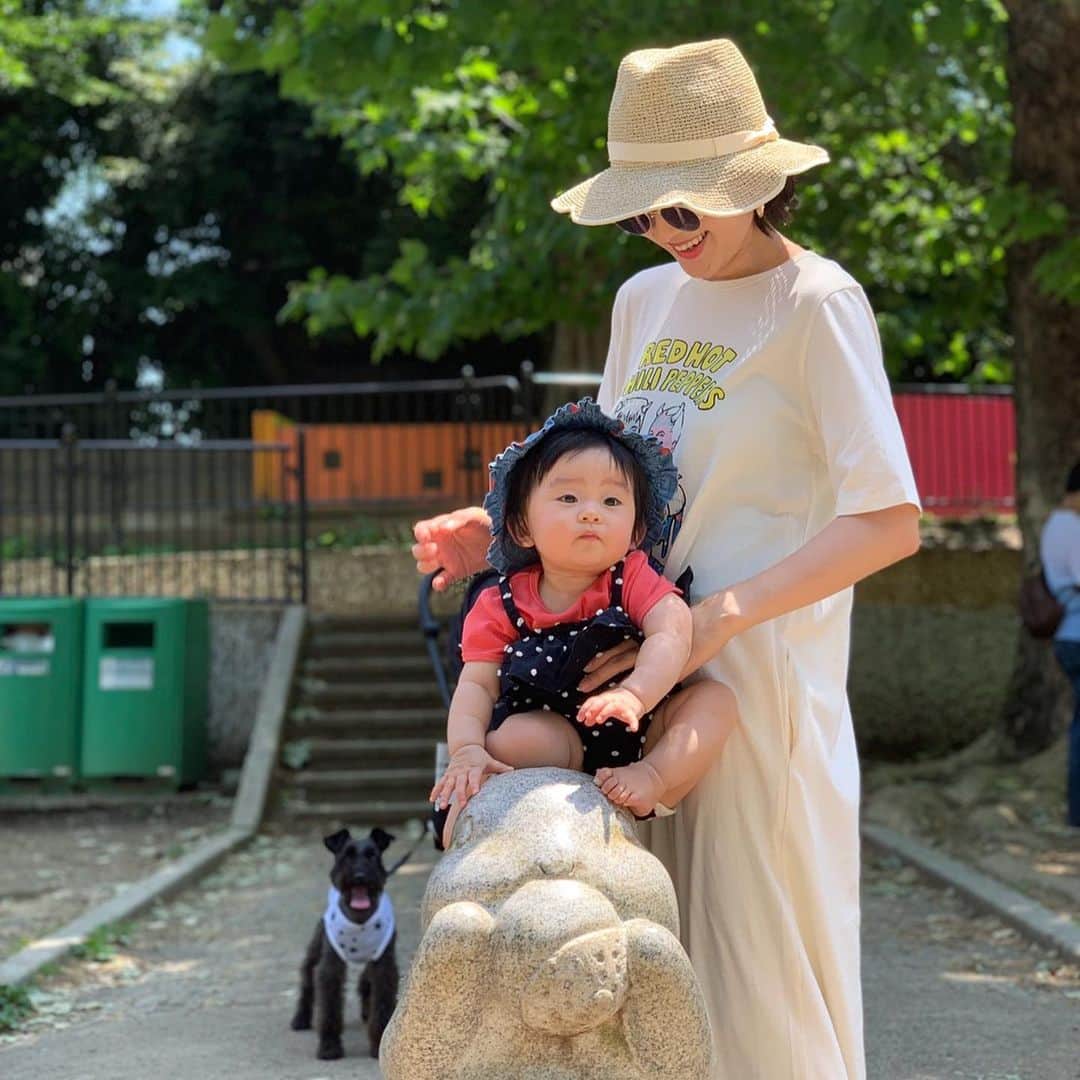 HALCALIのインスタグラム：「午前中から公園行ったけどすでに暑かった〜🌞ついに帽子を嫌がるようになってしまったむすめ🙅🏻‍♀️秒で取られる、捨てられる😇日焼け止めは塗っててもかぶってほしいよね〜😎そしてそろそろスニーカーとか履かせて遊ばせたい！ってなってきたぞ！まだつたい歩きだけど🙈立っちはマスターしたからそろそろ歩き出すかな〜🚶🏻‍♀️お子さんいらっしゃる皆さん、ファーストスニーカーはどれにしました？メーカー&ハイカット🤷🏻‍♀️ローカット、などなどオススメあったら教えてくださいな👶🏻👟❣️私は高校生の時に買ったコンバースを数億年ぶりに履いた🍀 #ファーストシューズ #帽子イヤイヤ星人」