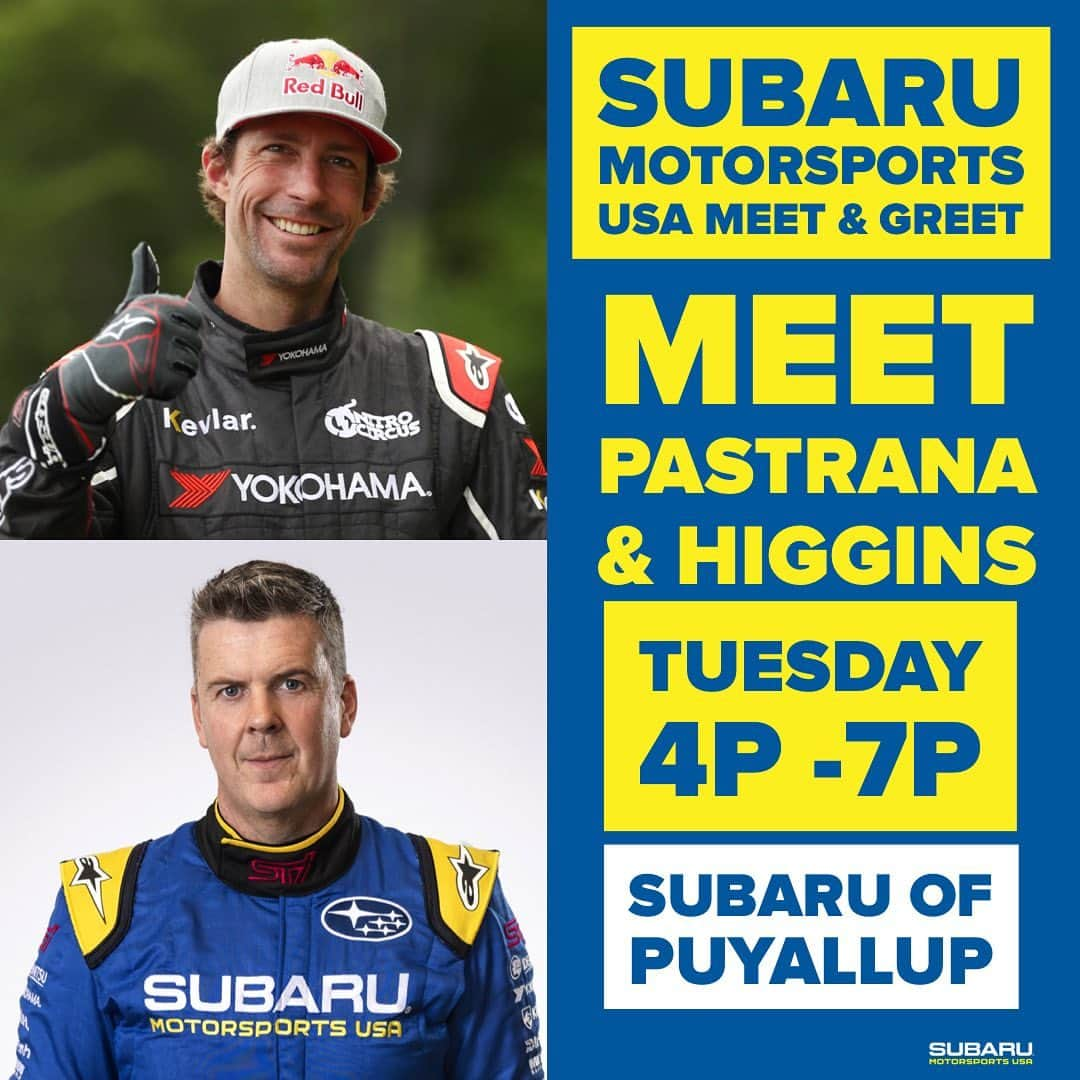 Subaru Rally Team USAさんのインスタグラム写真 - (Subaru Rally Team USAInstagram)「🚨Pre- @oregontrailrally Subaru gathering this Tuesday from 4p-7p at @subarupuyallup in Puyallup, WA! Hang out with the #SubaruRally legends @davidhiggins75 and @travispastrana 🏆 Get your #Subaru parts signed!」5月27日 4時41分 - subarumotorsportsusa