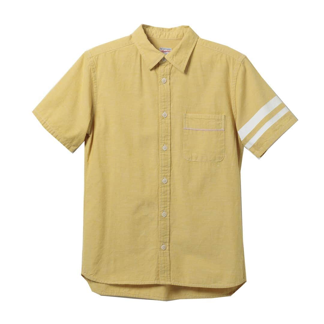 momotarojeansのインスタグラム：「06-079 Yellow / Natural 5oz chambray GTB shirts  #kojima #kurashiki #okayama #jeans #denim #denimday #denimporn #denimhead #selvedge #selvage #selvedgedenim #selvedgeforum #denimevolution #selvedgemurah #unionspecial #goingtobattle #madeinjapan #japanesedenim #fading #naturalfading #madebyhand #madeinjapan #jeanslife #vintagejeans #fade #selvedge #mensweardaily」