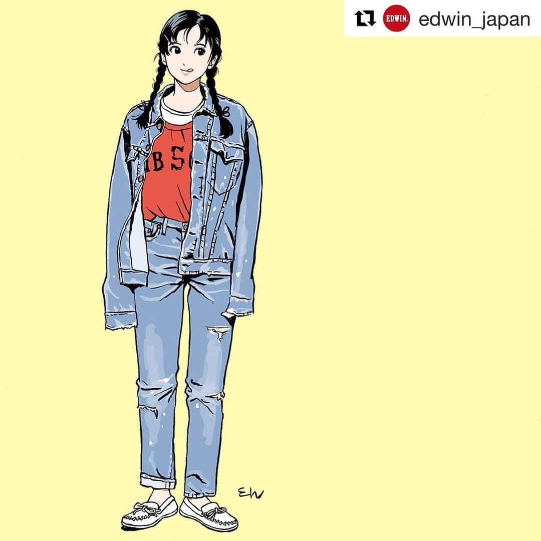 江口寿史さんのインスタグラム写真 - (江口寿史Instagram)「ジーパン女子４回め。  #Repost @edwin_japan with @get_repost ・・・ ジーパン女子  @egutihisasi @eguchiworks #hisashieguchi #egutihisasi #江口寿史 #ジーパン女子  #gパン女子 #メンズを穿く女子 #Boyfrienddenim #Boyfriendjeans #edwin_japan #edwin #edwinjapan #madeinjapan #エドウイン」5月27日 17時02分 - egutihisasi