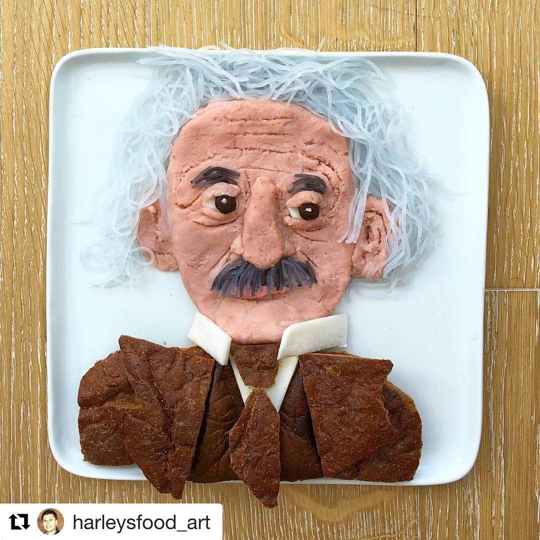 アルベルト・アインシュタインさんのインスタグラム写真 - (アルベルト・アインシュタインInstagram)「Fan art Friday!  #Repost @harleysfood_art with @get_repost ・・・ “Life is like riding a bicycle. To keep your balance, you must keep moving.” Love this quote by Albert Einstein. Here I made Einstein using mashed potatoes dyed with @indiatree natural food coloring, pumpernickel rye bread, bean thread noodles dyed with black food coloring, portobello mushroom, and turnip. #foodart」5月3日 22時05分 - alberteinstein