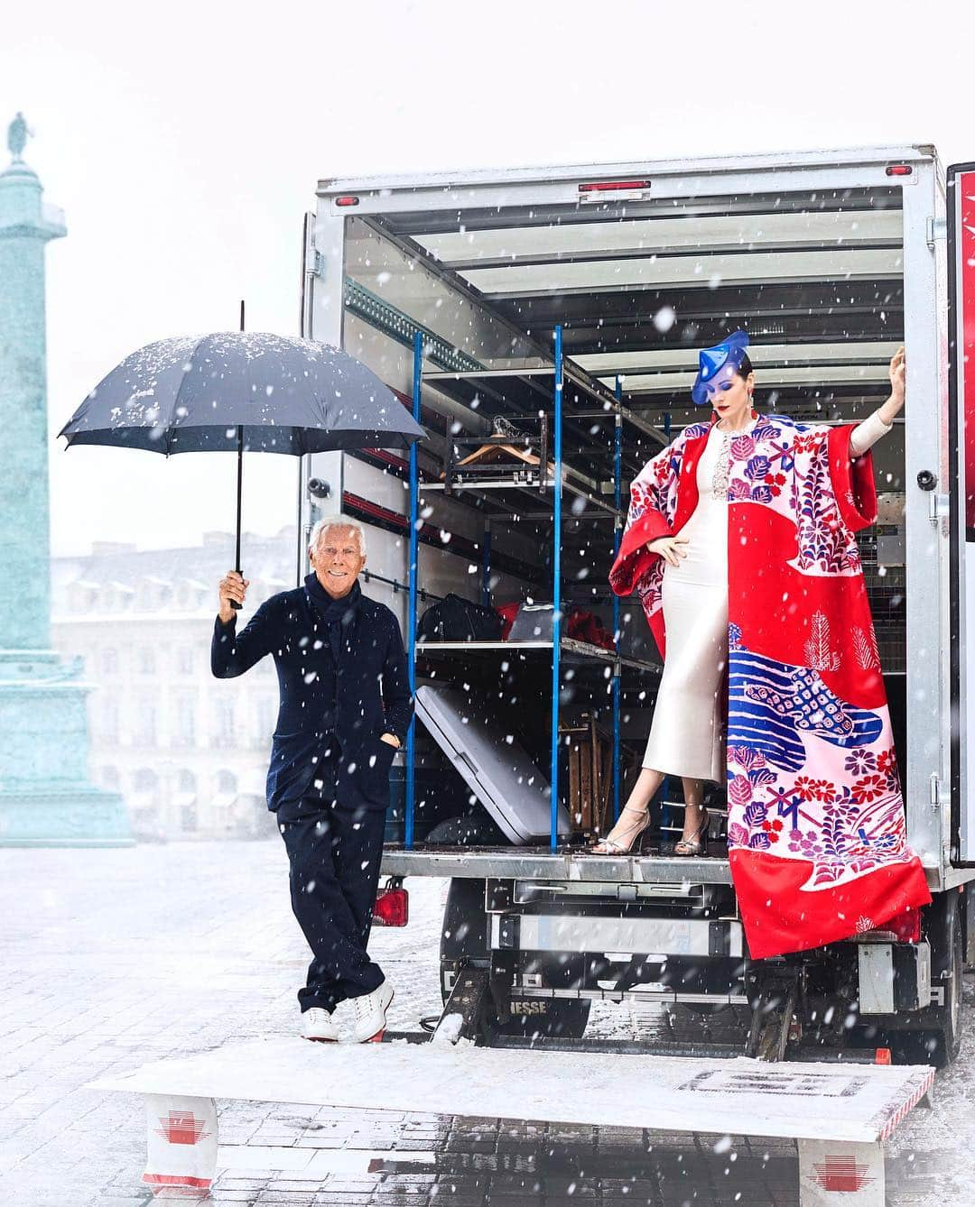 Armani Officialさんのインスタグラム写真 - (Armani OfficialInstagram)「@harpersbazaarus dedicates a special feature to Mr Armani and the #GiorgioArmaniPrivé SS19 show set in a beautifully snowy Paris  Ph: @marianovivanco」5月3日 23時22分 - emporioarmani