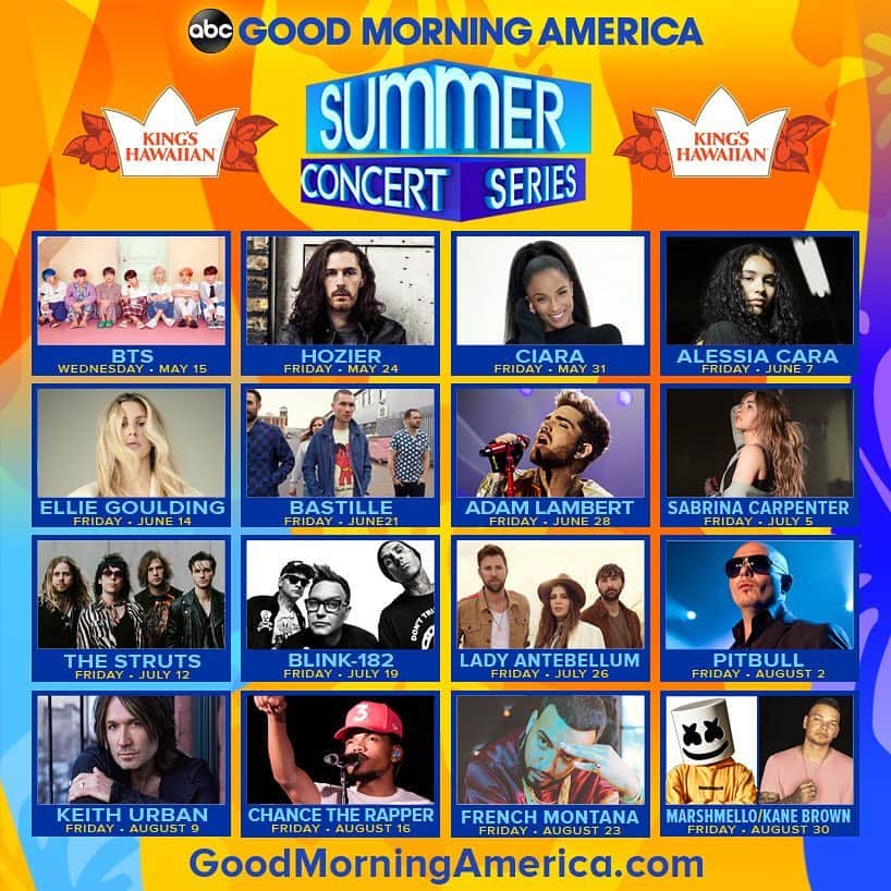 Good Morning Americaさんのインスタグラム写真 - (Good Morning AmericaInstagram)「Now presenting, the 2019 GMA Summer Concert Series! The full list, details and FREE TICKETS at the link in bio and on @goodmorningamerica.com! **Tickets REQUIRED for #BTSonGMA on 5/13**」5月3日 23時43分 - goodmorningamerica
