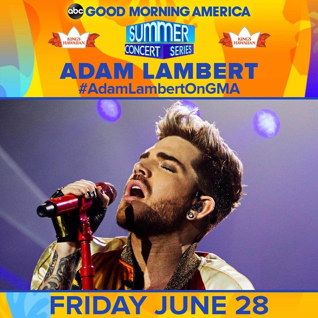 アダム・ランバートさんのインスタグラム写真 - (アダム・ランバートInstagram)「Could not be more excited to perform at @goodmorningamerica Summer Concert Series!! See you in NYC on June 28th ✨ #AdamLambertOnGMA」5月4日 0時41分 - adamlambert