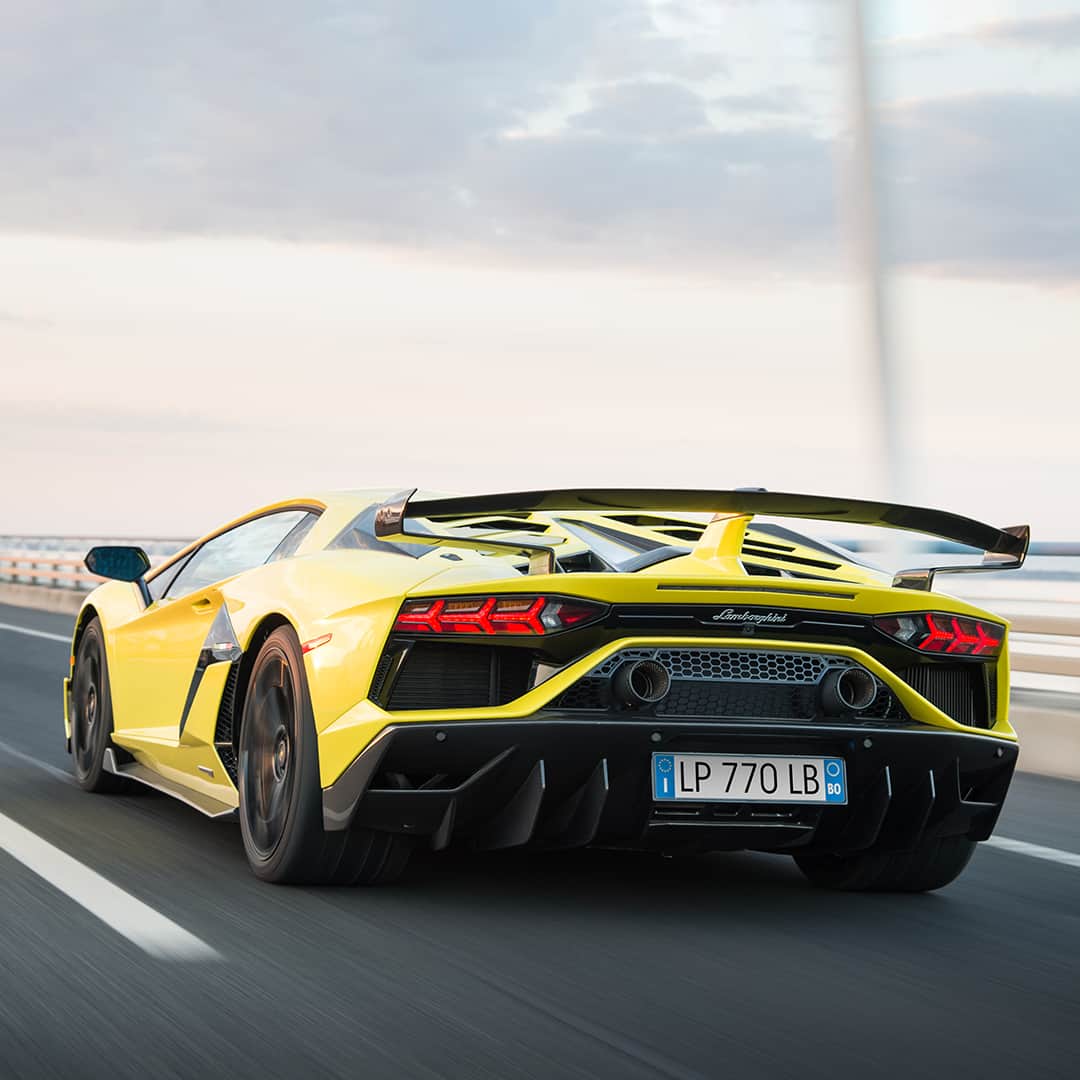 のインスタグラム：「Performance is the way speed expresses itself through beauty. Lamborghini Aventador SVJ in Giallo Tenerife. Use an emoji to describe it. #Lamborghini #AventadorSVJ #Portugal #Lisbon」