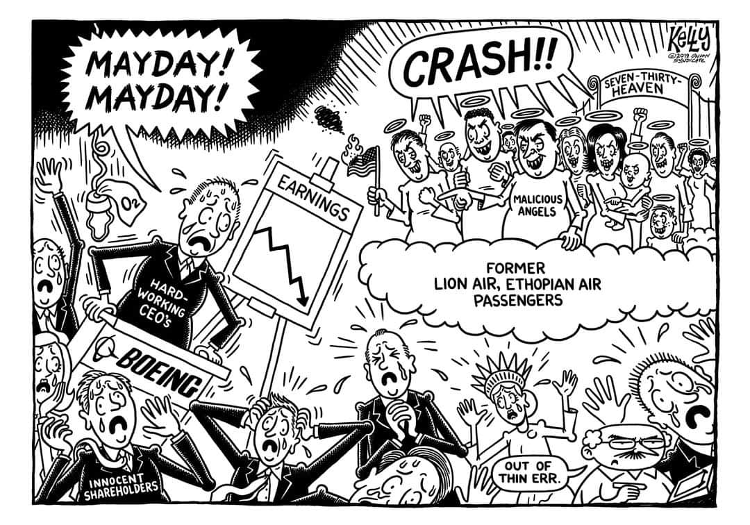 ジ・オニオンさんのインスタグラム写真 - (ジ・オニオンInstagram)「This Week's Editorial Cartoon: Boeing ... Boeing ... Gone」5月4日 2時08分 - theonion