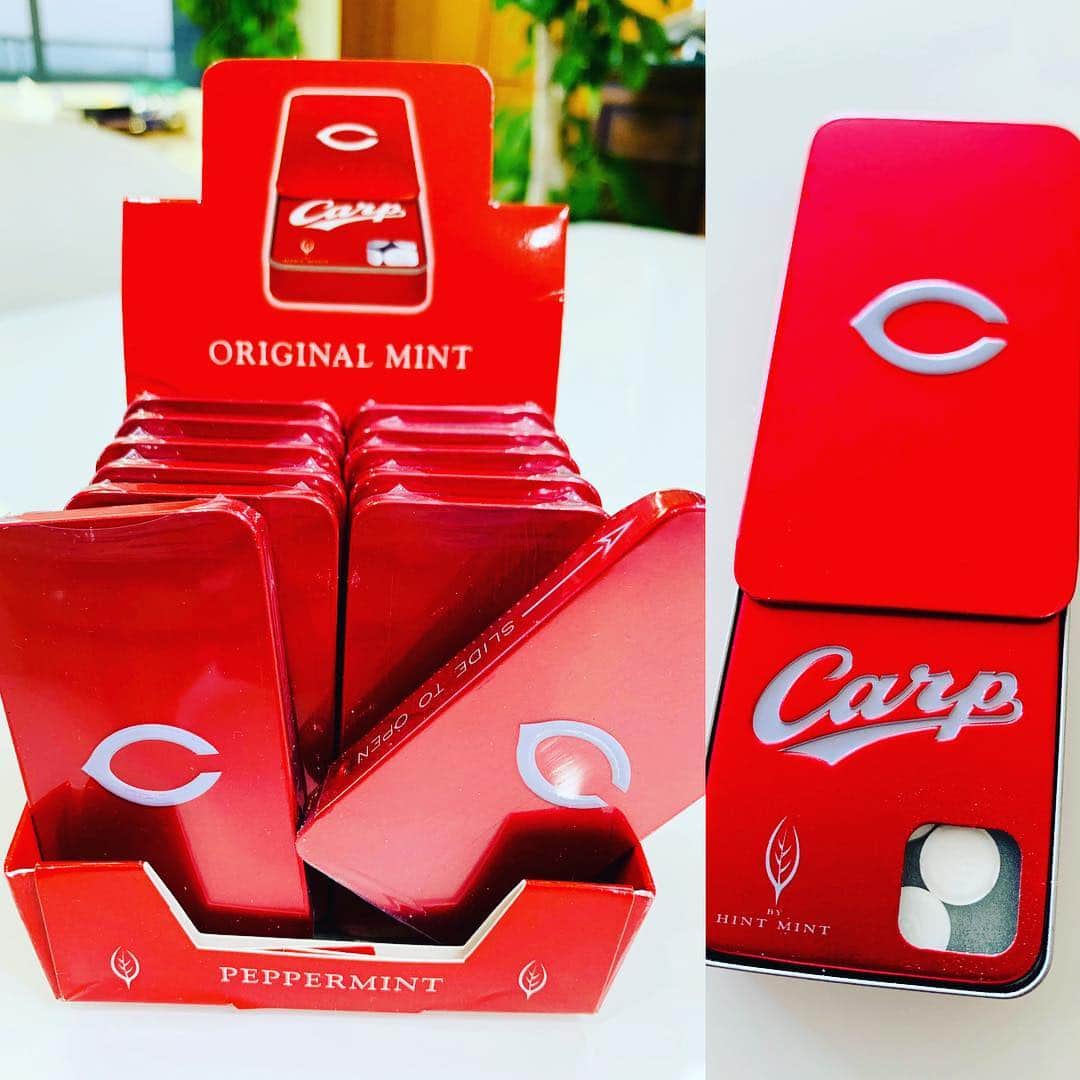 佐伯三貴のインスタグラム：「知り合いの人に頂いたHINT MINT🌿  もともとHINT MINTが大好きだったのでCarpとコラボなんで素晴らしすぎる😍❤️❤️❤️ #carp #hintmint #collaboration #カープミント @carp_mint」