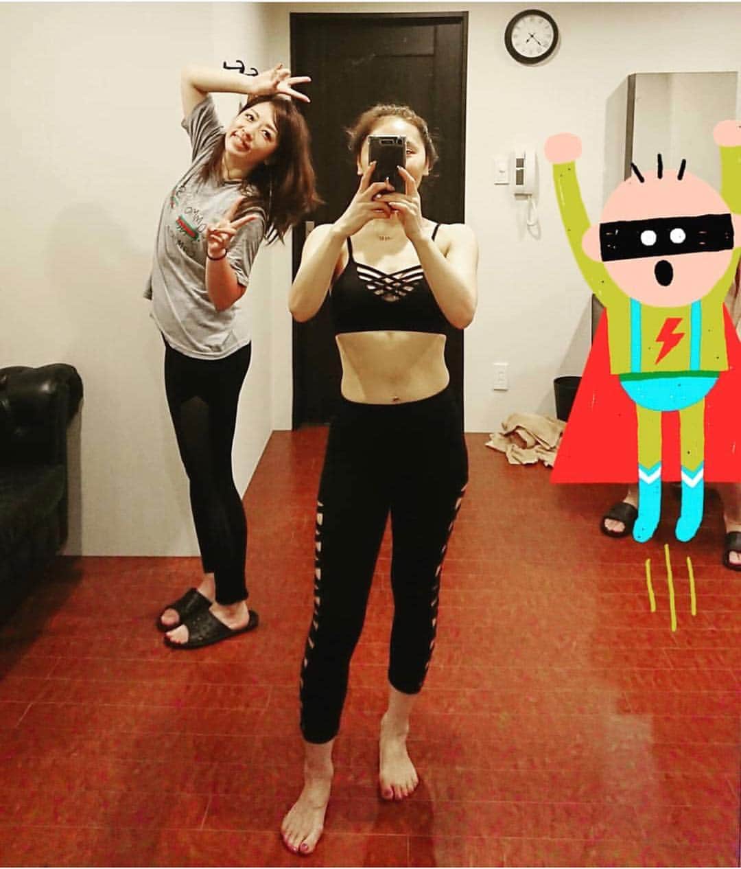 野崎鮎のインスタグラム：「たーこねぇのパーソナルトレーニングで 汗びっしょり🤣 でも気持ちいい💋 とーっても楽しいトレーニング✨ #パーソナルトレーニング #thankyou #恵比寿」