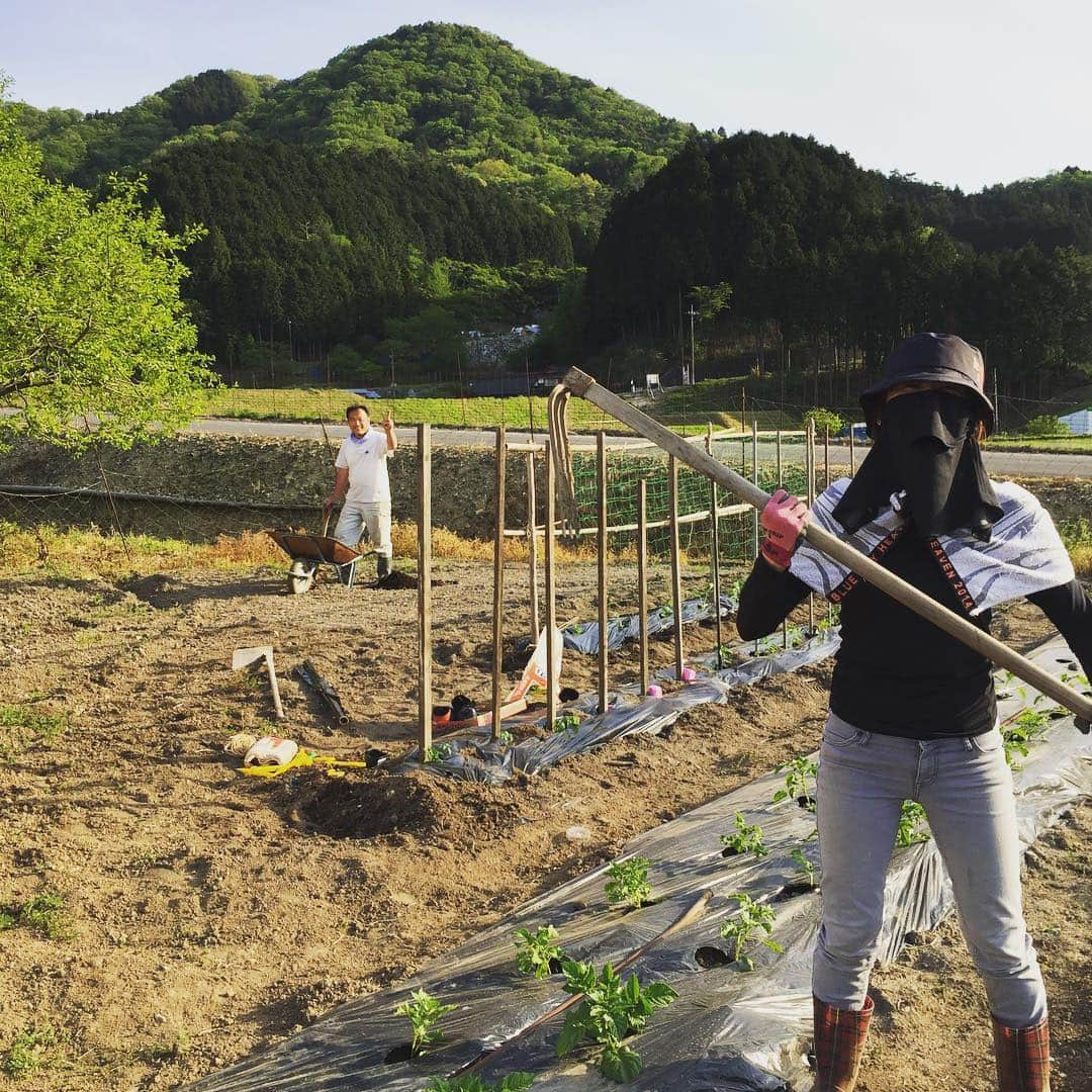 久保田夏菜さんのインスタグラム写真 - (久保田夏菜Instagram)「農作業デー。 畑に馴染む、おとんつき。  夏野菜の苗植えと田植え。 ナス、トマト、キュウリ、 カボチャ、オクラ、ピーマン…。 タカノツメも植えてみた！  しっかり、育ってくれ。  鹿、来ないでね♡  #夏野菜 #田植え #畑 #八千代町 #安芸高田市」5月4日 21時47分 - kanakubota0805