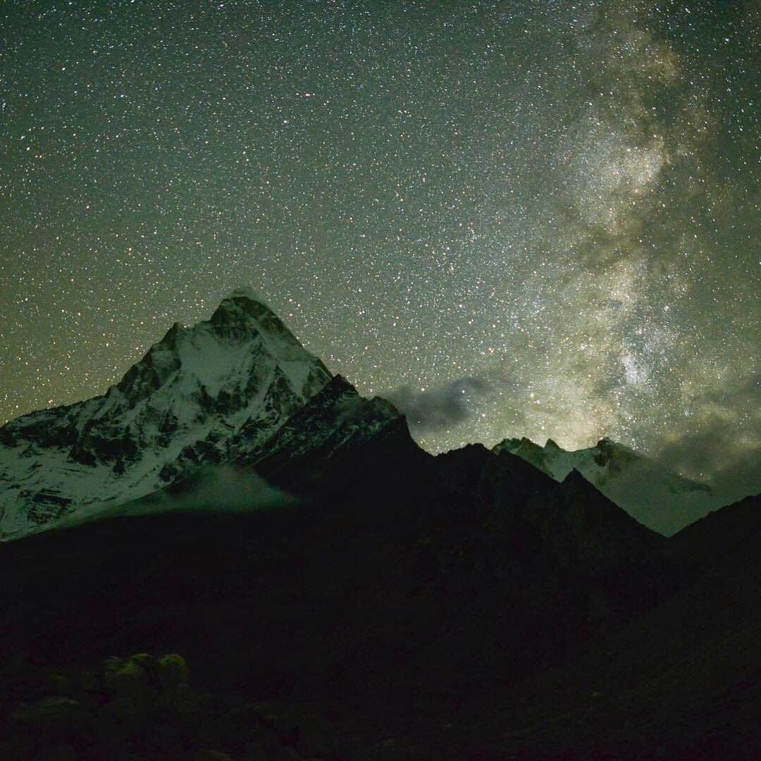 National Geographic Travelさんのインスタグラム写真 - (National Geographic TravelInstagram)「Photo by Pete McBride @pedromcbride | Shivling Starlight: For billions of Hindus in India and beyond, this peak is more than just striking—it's an extension of the divine. Lord Shiva allowed water to flow through locks of his hair as it fell from the sky to the earth, accumulating as the headwaters of the Ganges River (known to Indians as Ma Ganga, or Mother Ganga). Beginning at the foot of the Gangotri Glacier at 13,200 ft (4,023 m), the Ganges winds 1,500 miles through northern India, supplying water to 500 million people along the way. To learn more #followme @pedromcbride #india #himalaya #nature #starlight #ganges #petemcbride」5月4日 22時09分 - natgeotravel