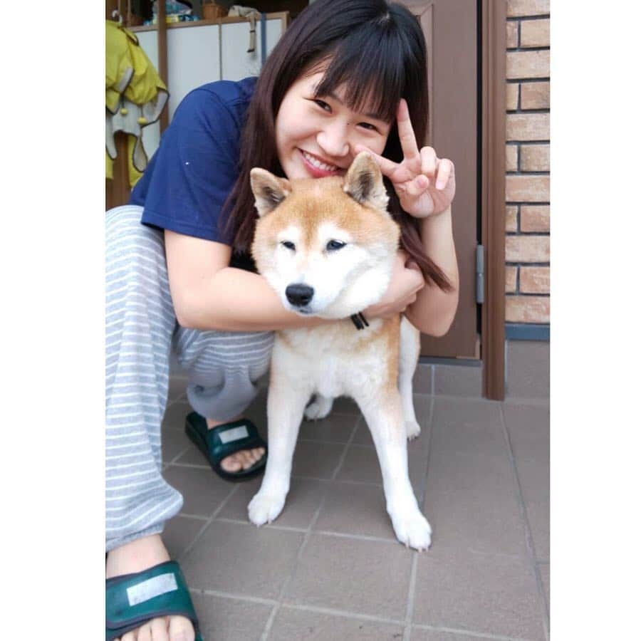 大関れいかさんのインスタグラム写真 - (大関れいかInstagram)「. 鬼のすっぴんだし実家パジャマだし 高校の時の中履きスリッパだけど。笑う。 相棒の犬と我🐶🍥 実家に帰ると、家族とそしてこの犬が ソルト対応だけど迎えてくれて。 今日まで2人だったけど、 一丁前に散歩とご飯の時は「おい。」 みたいに見つめてくるし 寝る時は目薬してあげてナデナデして寝る犬😇 だけどかわいいからなんでもいい！ 今年15歳になるけどまだまだ長生きしろよ犬！ ガッツと近々動画撮ろうかな🤳🤘🏻 #犬と我#ガッツ#ソルト対応すぎ#柴犬 #shibainu#shibagram#gattu#love」5月4日 23時01分 - _reikaoozeki