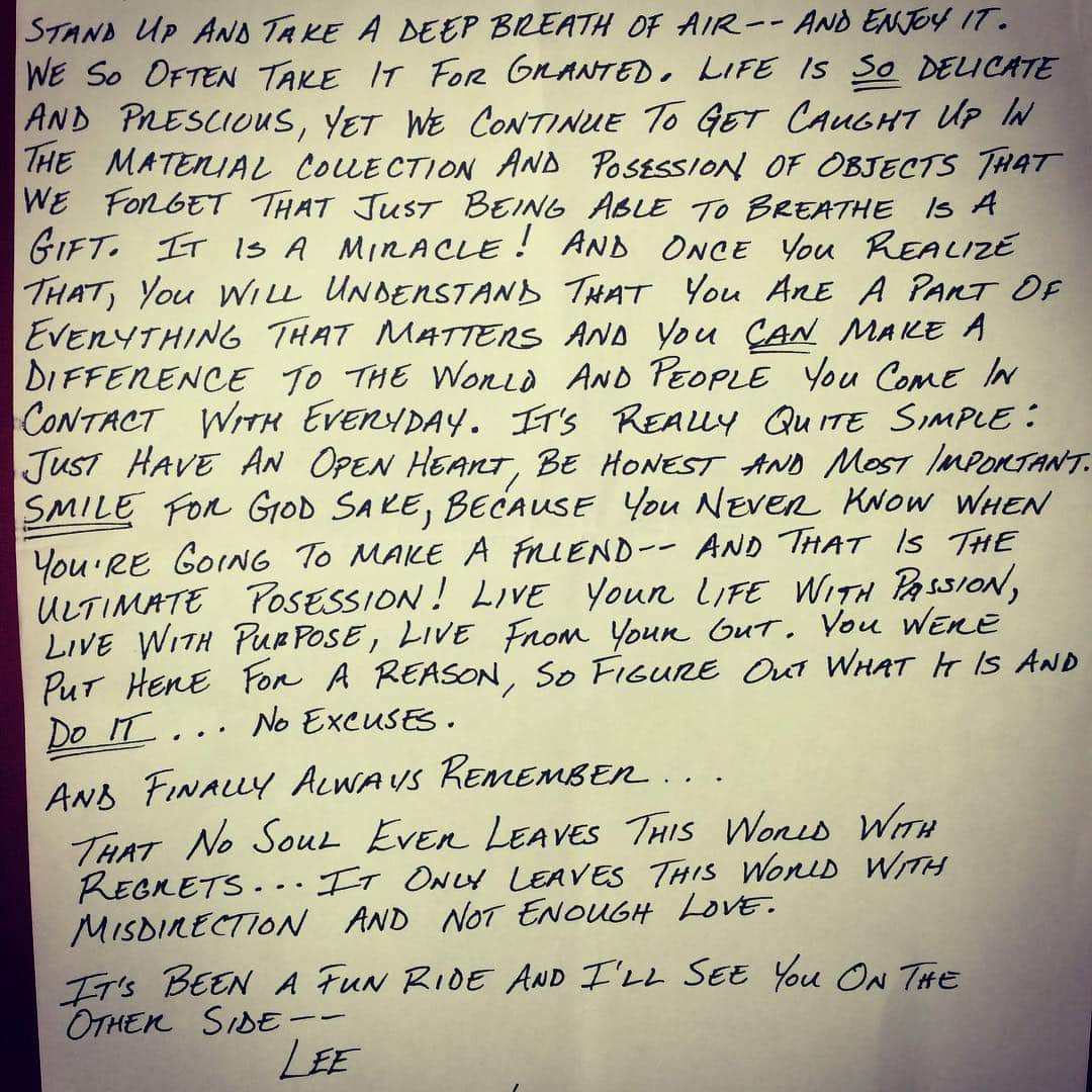 レイン・ギャリソンさんのインスタグラム写真 - (レイン・ギャリソンInstagram)「Today would’ve been my father’s 70th birthday. He wrote this letter shortly before he died. It has impacted, influenced and inspired the way I live life. #readit #liveit」5月5日 19時23分 - thelanegarrison