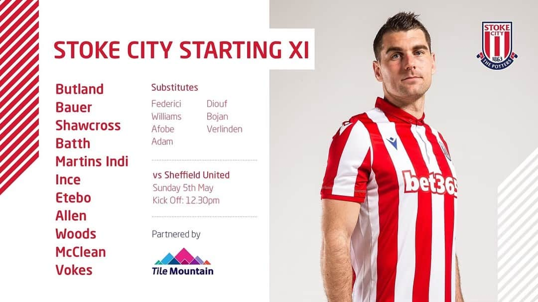 ストーク・シティFCさんのインスタグラム写真 - (ストーク・シティFCInstagram)「Your Potters line-up this afternoon. #SCFC 🔴⚪️」5月5日 19時30分 - stokecity