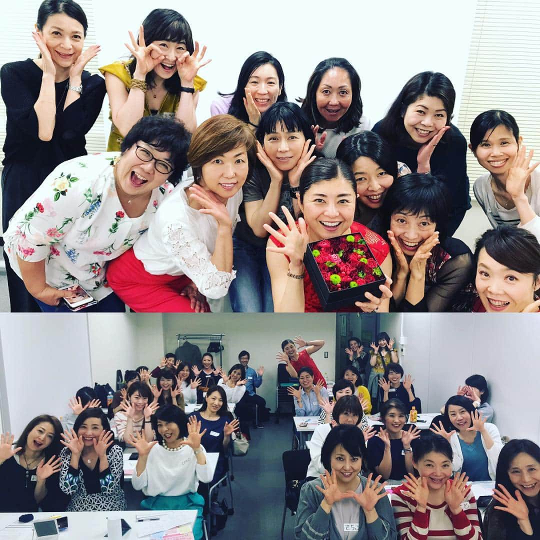 間々田佳子のインスタグラム：「GWのおやすみ中に銀座顔ヨガ講座❣️ みなさんありがとうございました❣️ お誕生日のプレゼント🎁もいただきました✨😍😘みんなありがとう❤️」