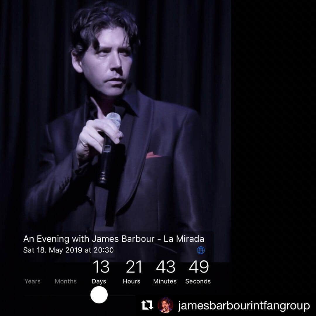 ジェイムズ・バーバーさんのインスタグラム写真 - (ジェイムズ・バーバーInstagram)「Are you joining us? .. ▫️▫️▫️ #Repost @jamesbarbourintfangroup ・・・ Not counting! Oh! Wait! ... 13 days to go ... #dracula #frankwildhorn . #concert #meetandgreet #jamesbarbournow at #lamiradatheatre #california #springtime #meetingfriends #fangroupfun #broadway #specialmomentinlife #amazingartist  #hisvoice!❤️ #friendship #happiness . Tickets at @jamesbarbournow bio」5月5日 20時48分 - jamesbarbournow