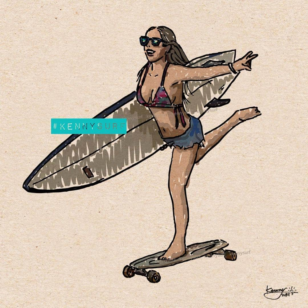 KENNY（吉原健司）さんのインスタグラム写真 - (KENNY（吉原健司）Instagram)「描いてみたシリーズ🎨#kennysurf 🏄‍♀️🛹 #surfgirl」5月5日 21時00分 - kenny_yoshihara