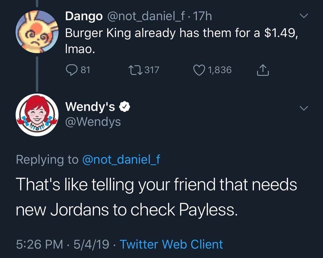 Sneaker News x Jordans Dailyさんのインスタグラム写真 - (Sneaker News x Jordans DailyInstagram)「@wendys with NO REGARD FOR HUMAN LIFE #jordansdaily」5月6日 0時16分 - jordansdaily