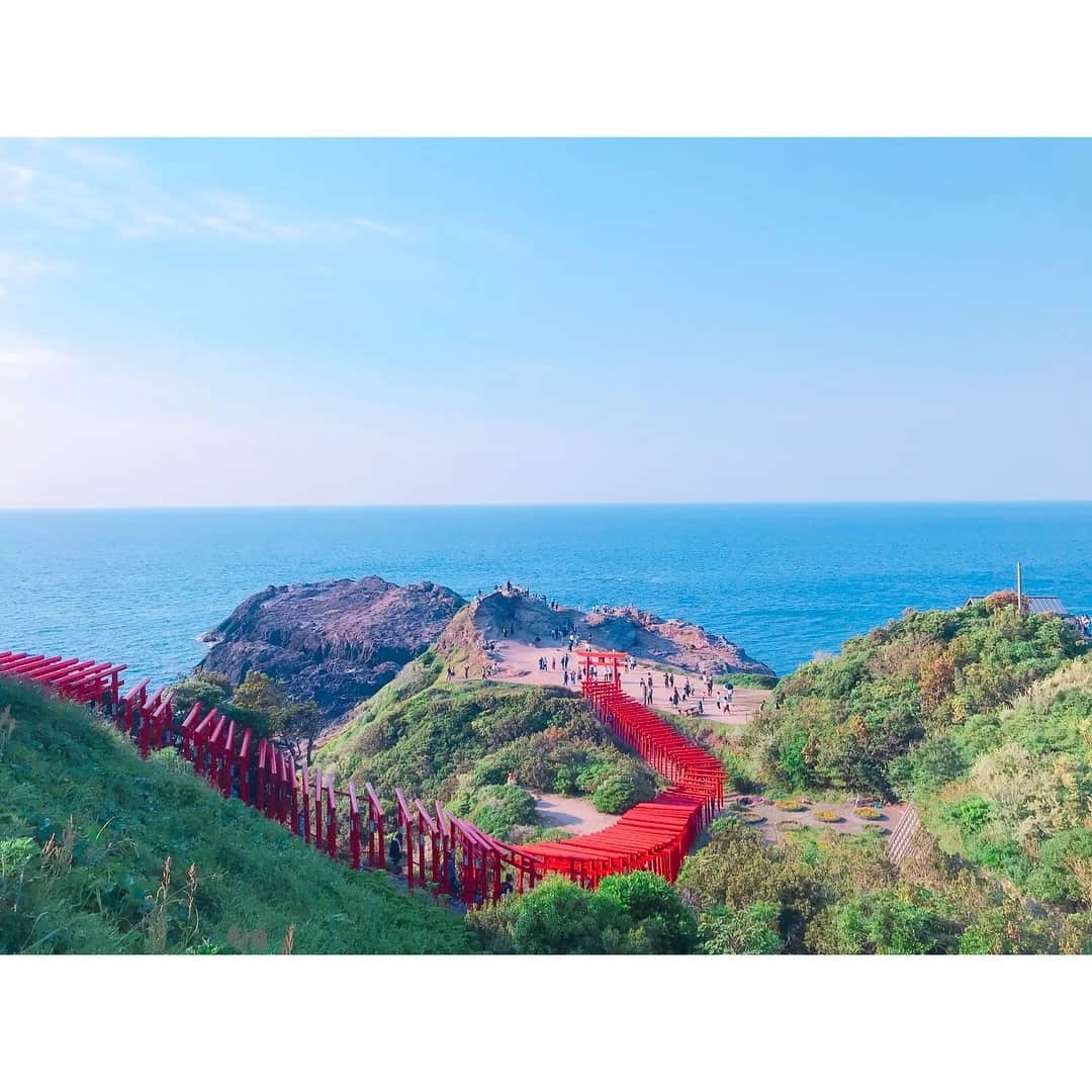吉竹史さんのインスタグラム写真 - (吉竹史Instagram)「アメリカのテレビ局・CNNが発表した「日本で最も美しい場所31」のひとつに選ばれたことで、逆輸入のように日本での知名度が上がった山口県長門市にある元乃隅稲荷神社⛩  美しい。。。 海の青と鳥居の赤と草木の緑のコントラストが素晴らしい✨✨ 一度行ってみたいと思っていたので、行けてよかった⛩⛩⛩⛩ 遠く上の方から見ると、真っ赤な龍が海に入って行くかのようで、荘厳でした✨  山口県の奥地←日本海側なので、車が無いとなかなか行けないため、みなさまも時間がある時は是非行ってみて欲しいです✨✨ #元乃隅稲荷神社 #もとのすみいなりじんじゃ #⛩」5月6日 0時21分 - fumi_yoshitake