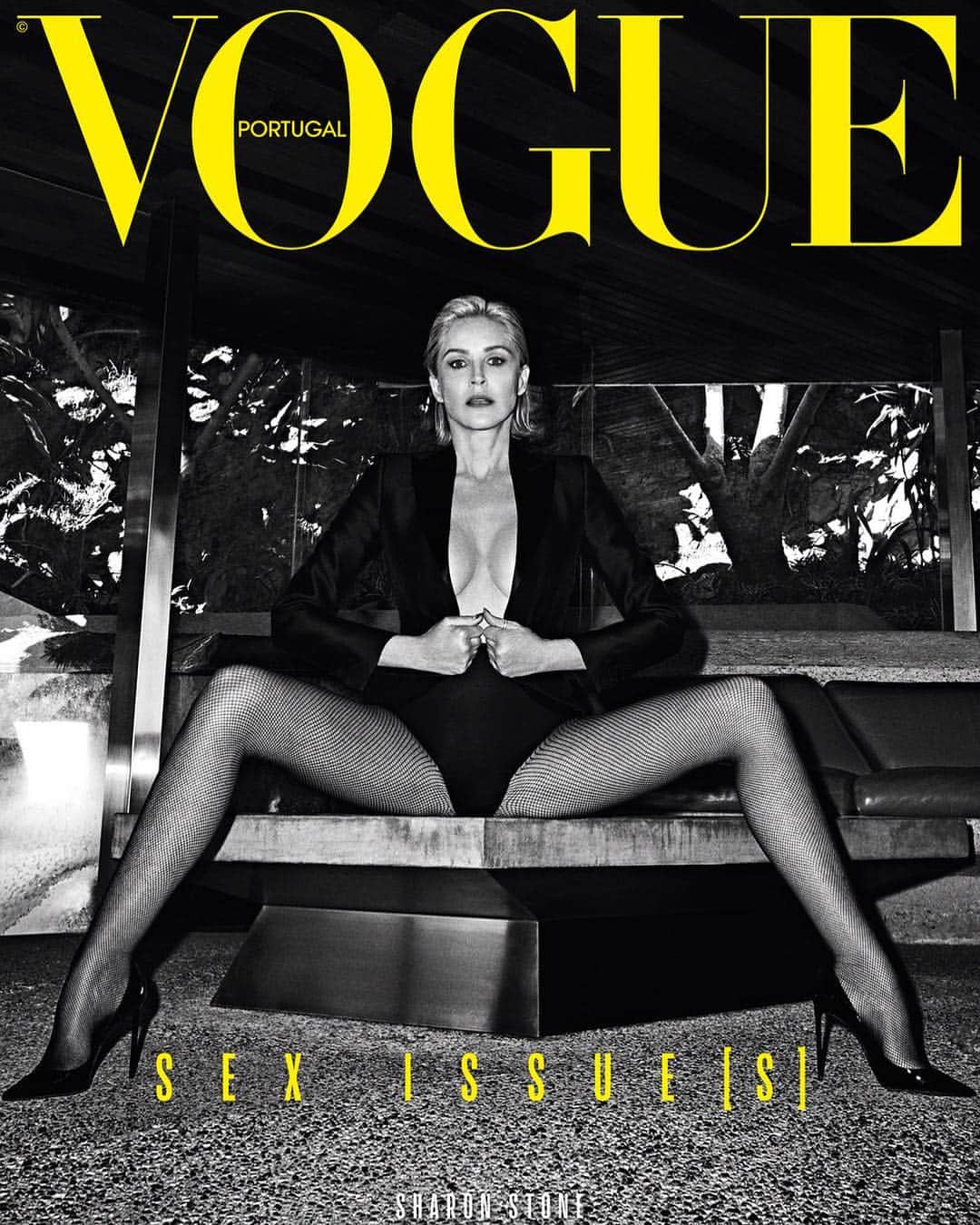 JO BAKERのインスタグラム：「S H A R O N • S T O N E 🇺🇸 Representing #pennsylvania  #sharonstone .... it’s fair to say that winning the title of ‘Miss Crawford County’ in 1975 was a sign of things to come!!! @vogueportugal shot by the genius @branislavsimoncik  Style @paris_libby 💋 Hair @giannandreahair  Makeup by me #jobakermakeupartist using @chantecaille」