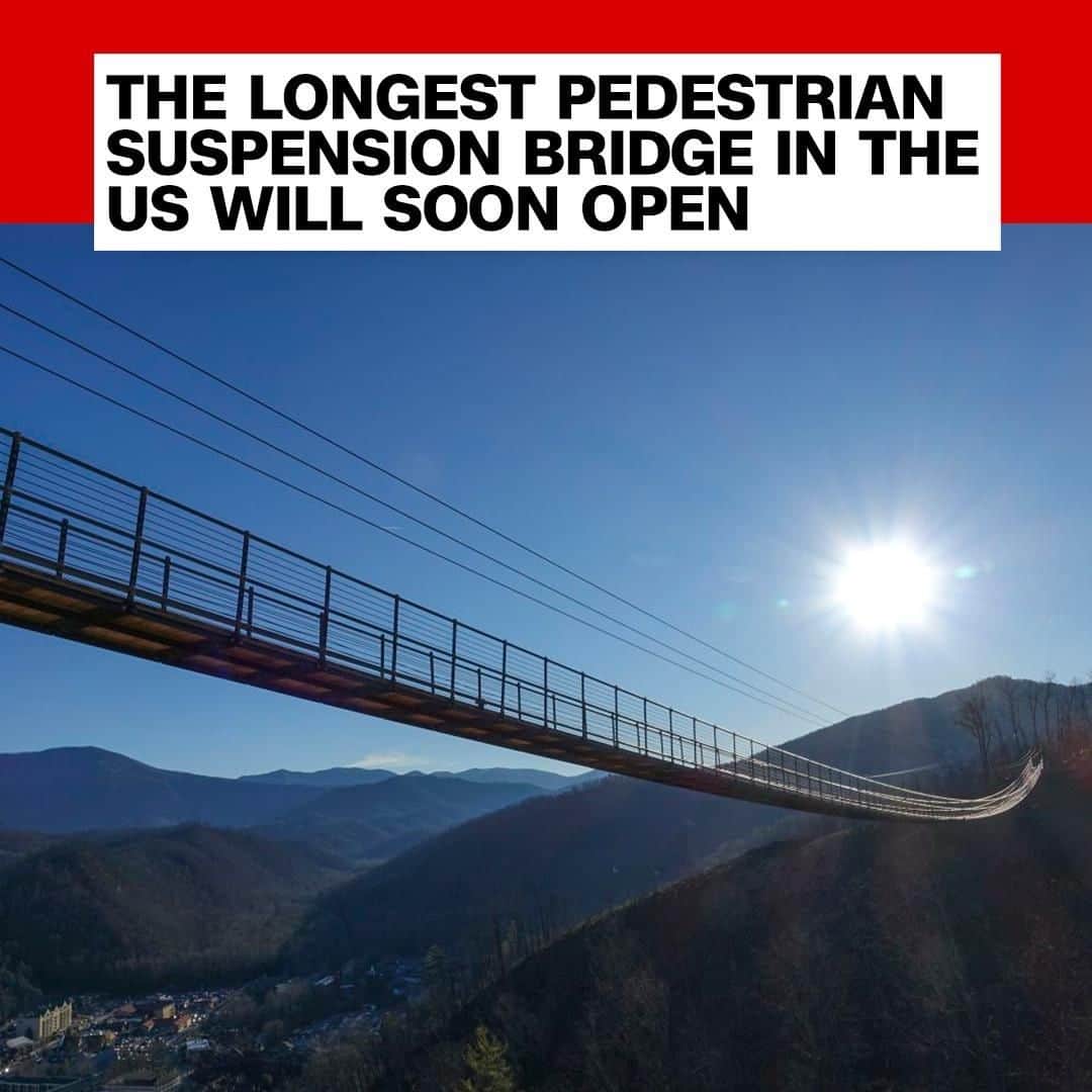 CNNさんのインスタグラム写真 - (CNNInstagram)「If you’re afraid of heights, you might want to steer clear. The SkyBridge in Gatlinburg, Tennessee, which is the longest pedestrian suspension bridge in the US, will open on May 17. It stretches 680 feet across a valley in the Great Smokey Mountains and has glass-floor panels in the middle that allow you to see the ground 140 feet below. (📸: Boyne)」5月6日 3時00分 - cnn