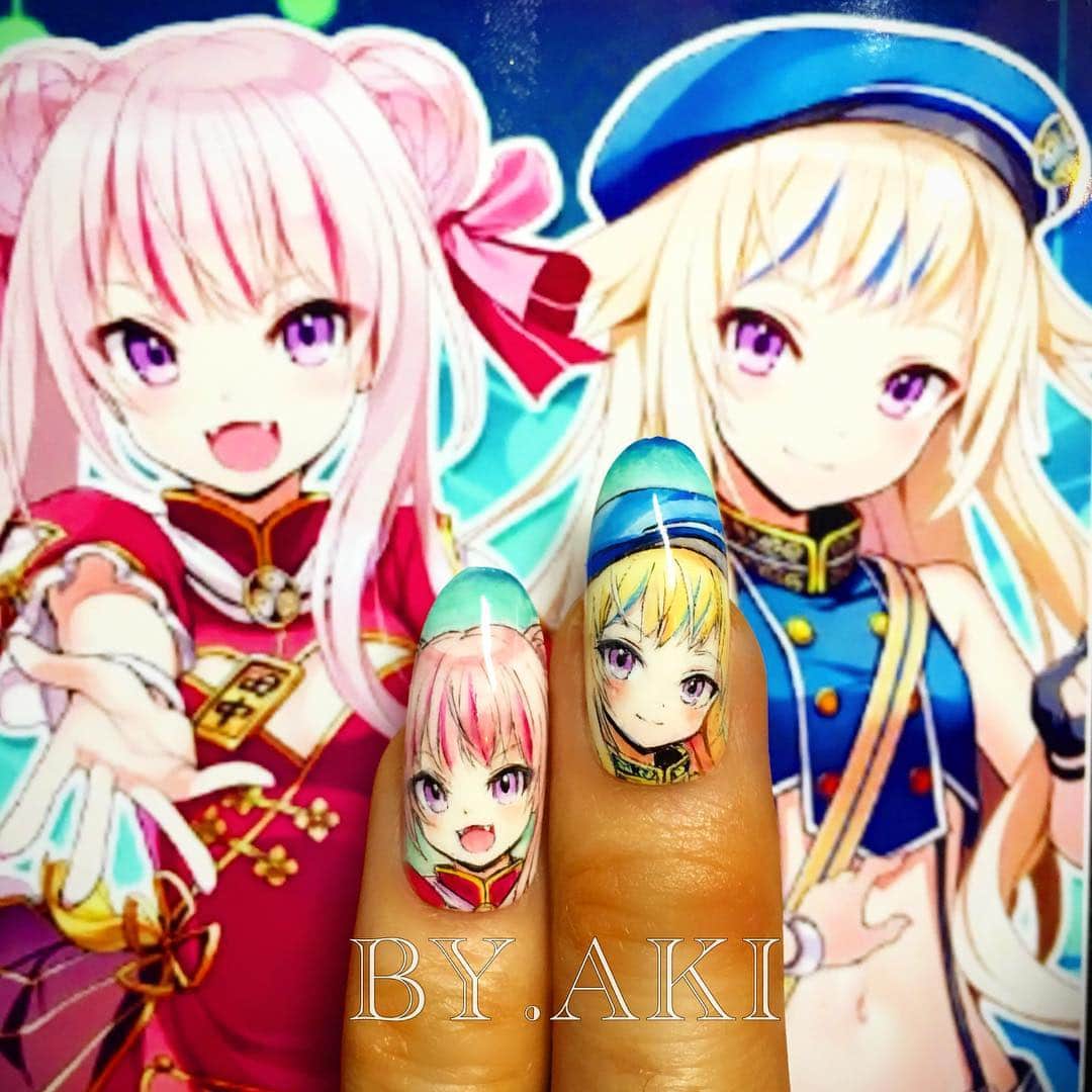 上野明子さんのインスタグラム写真 - (上野明子Instagram)「ヒメヒナ❤️田中ヒメ&鈴木ヒナ バーチャルYouTuber（Vtuber）💻 ・ ・ ・ ・  #ヒメヒナ #田中ヒメ  #鈴木ヒナ  #himehina  #vtuber @by.aki #anime#manga#NAIL#ジェルネイル#ネイル#福岡#福岡市#全てジェルネイル#手描きネイル#all.gel#痛ネイル#ネイリスト#aki#認定講師#キャラネイル#네일#gel甲#美甲#爪甲」5月6日 8時35分 - by.aki
