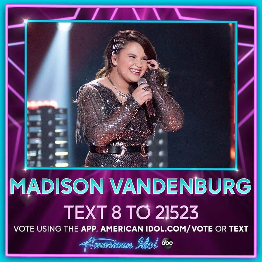 American Idolさんのインスタグラム写真 - (American IdolInstagram)「You get ALL the pieces of our 🖤, @madisonv. Come on and take ‘em!⁣ ⁣ 3⃣ ways to vote:⁣⁣ ⁣⁣⁣⁣⁣⁣⁣⁣⁣⁣ 🌟Go to americanidol.com/vote⁣⁣⁣⁣⁣⁣⁣⁣⁣⁣⁣⁣ 🌟In the American Idol App ⁣⁣⁣⁣⁣⁣⁣⁣⁣⁣⁣⁣ 🌟Text “8" to “21523”⁣⁣⁣⁣⁣⁣⁣⁣⁣⁣ ⁣⁣⁣⁣⁣⁣⁣⁣⁣⁣ #AmericanIdol」5月6日 9時04分 - americanidol