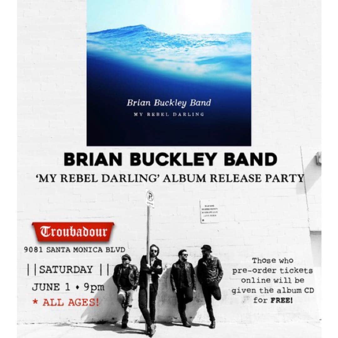 ナタリア・コルドバ・バックリーのインスタグラム：「BRIAN BUCKLEY BAND ALBUM RELEASE show ... Release of their new record “My Rebel Darling”... Saturday, June 1st at 9pm The TROUBADOUR @thetroubadour in Los Angeles.  Tickets are 20 dollars and it is an ALL AGES show.」