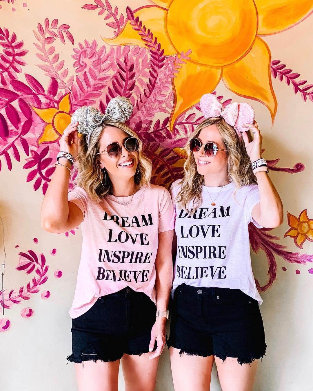 Tracy and Stefanieのインスタグラム：「DREAM. LOVE. INSPIRE. BELIEVE. ☀️ Inspirational words to live by!! PS What’s your fave #Disney movie?? We love all of them but The Little Mermaid and Beauty and the Beast are two of our faves!! 👌🏼」