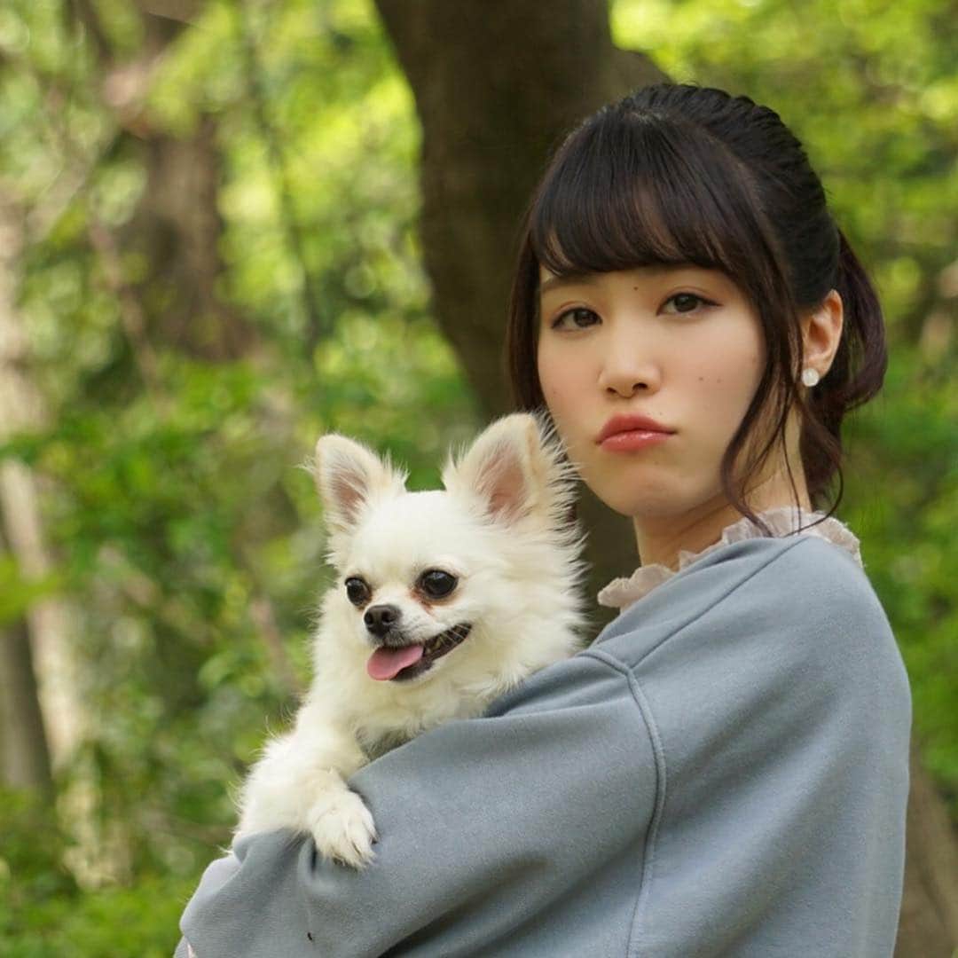 柚希未結のインスタグラム：「おもちと撮影してきたった」