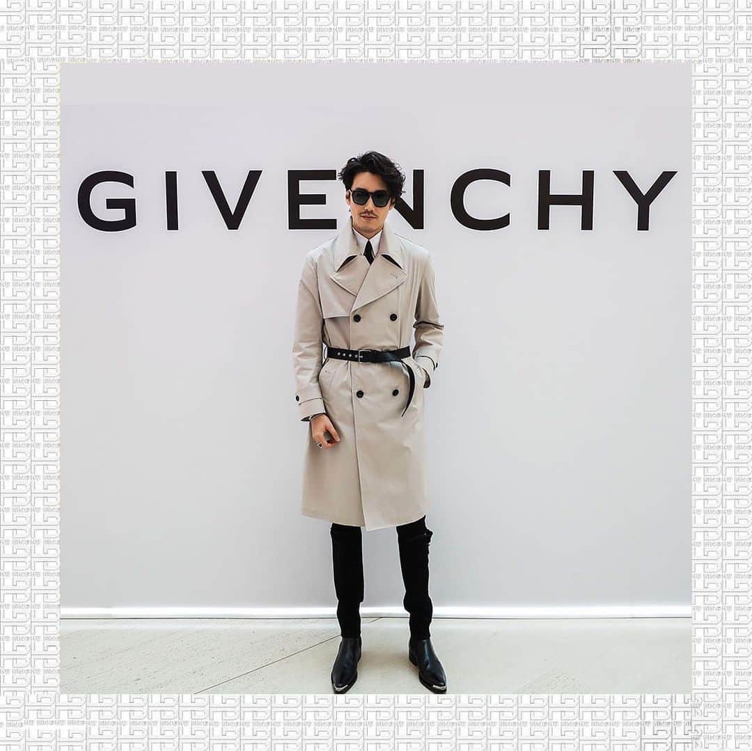 フー・ビンのインスタグラム：「Love the coat, love the bag. Having those iconic @givenchyofficial items on me, the spirit of Hubert de Givenchy somehow got into my head and I wonder, where is my Audrey?  #hubing #lifestyle #Givenchy #shanghai #elegance #mystery #simplicity #designer # #luxurylifestyle #후빙#胡兵 #フービン #胡兵时尚观点 #胡兵全球Go  #fashiontrip #fashion #fashionicon #fashionindustry #gentlemen #chinesegentlemen #actor #chineseactor #chinesemodel #asianactor #style #styleman #menswear #mensstyle」