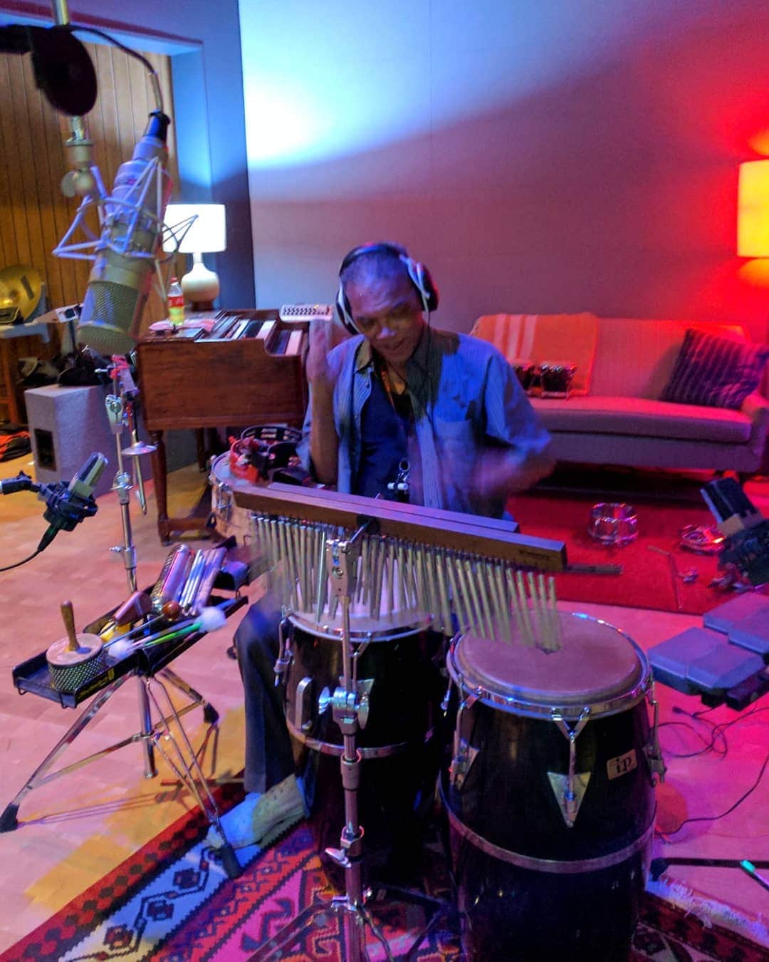 カインドネスさんのインスタグラム写真 - (カインドネスInstagram)「In 2009 I remember reading about Arthur Russell's collaborators for the first time, and finding out that beat of my favourite AR song (Arm Around You) was programmed by Mustafa Ahmed. I'd always been completely knocked sideways by the placement of the accents in that beat, and was really happy to hear more about the process in Tim Lawrence's book. (The short version is that Arthur wouldn't give Mustafa any of the user manuals for the drum machines so all the programming had to be intuitive and by feel alone..) Fast forward to 2017 and Arthur's Landing, a group composed of many collaborators of Arthur's are playing at BAM. I think I took the opportunity to reach out to Mustafa and ask about him potentially contributing to music I was working on. Mustafa plays congas & shaker on 'Lost Without' and shaker on 'Cry Everything', and I couldn't be more honoured to have him be a part of the music I'm making ❤️」5月6日 19時52分 - kindnessmusic